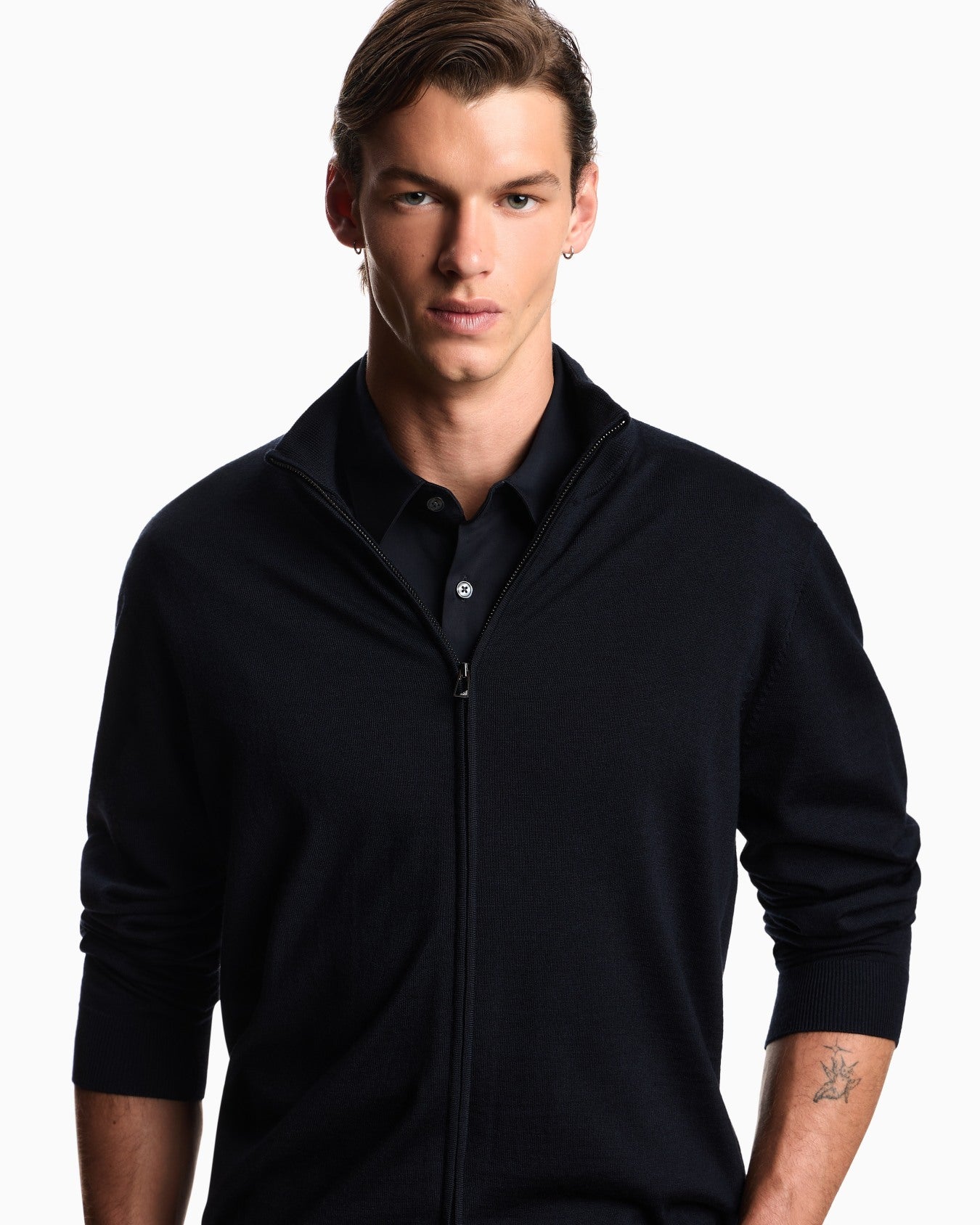 Emporio Armani Virgin Wool Full Zip Cardigan