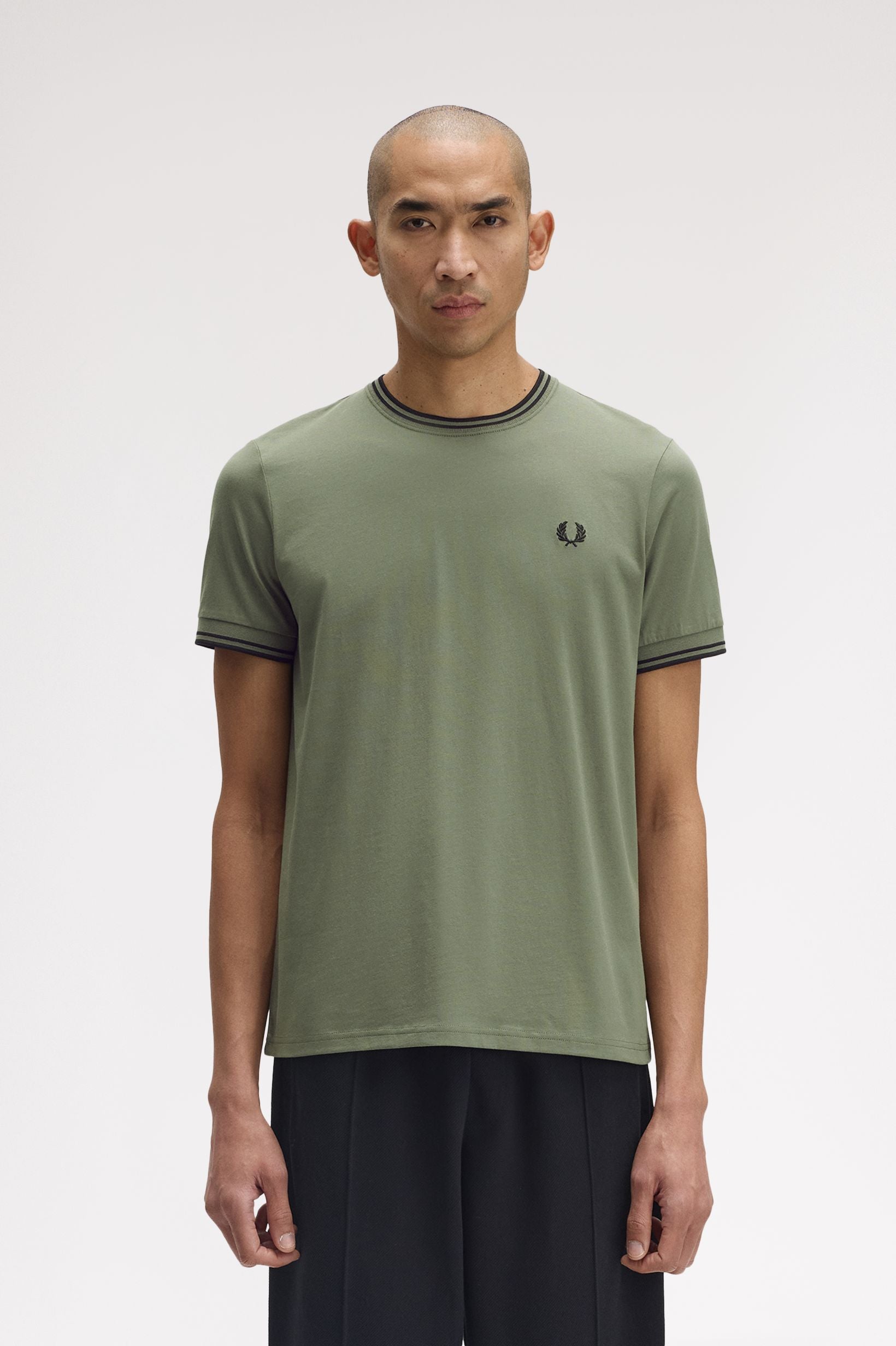Fred Perry T-Shirt Neck And Sleeve Ribbing