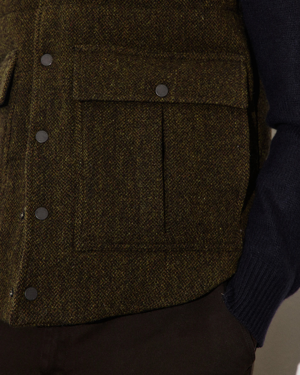 Valstar Alan Vest Virgin Wool Twill Suede And Shearling Details