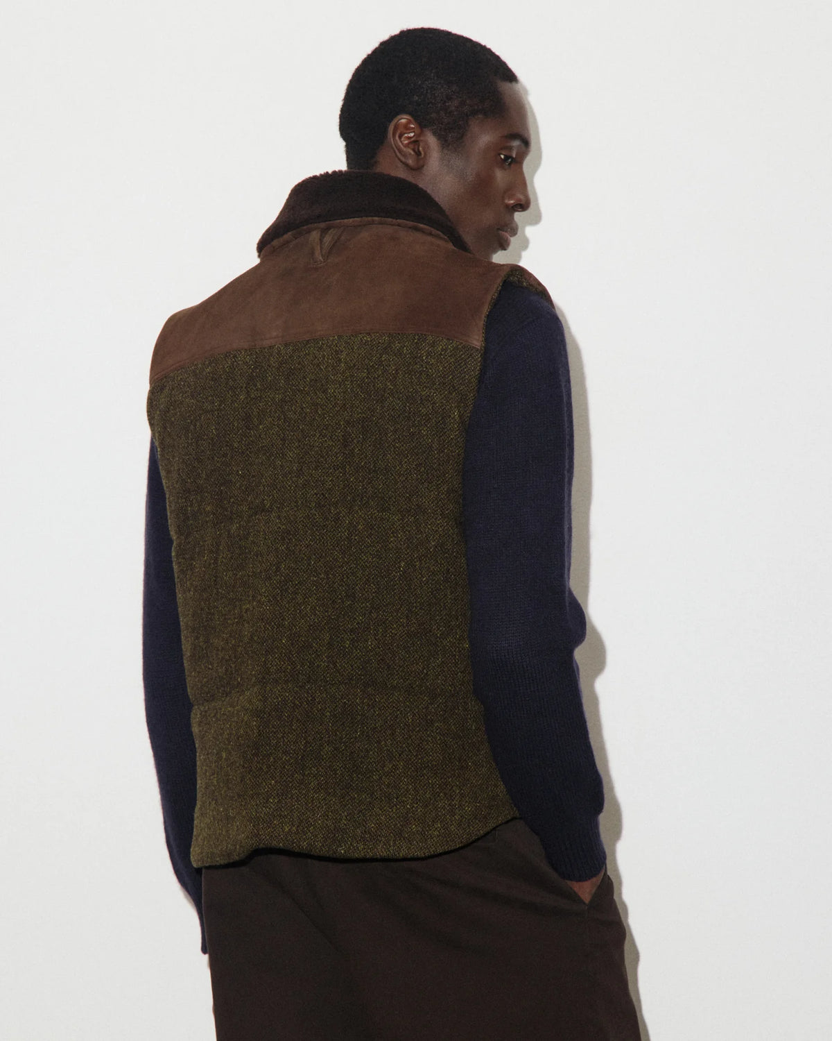 Valstar Alan Vest Virgin Wool Twill Suede And Shearling Details