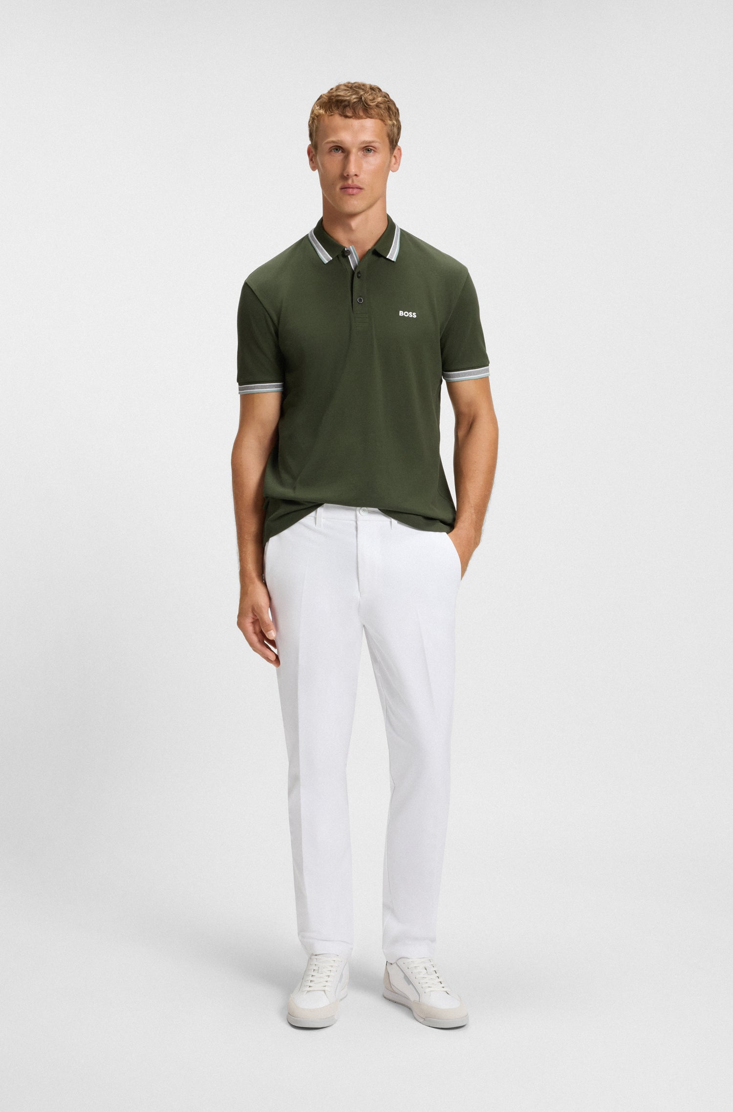 BOSS Polo Shirt Contrast Colar Cotton Pique