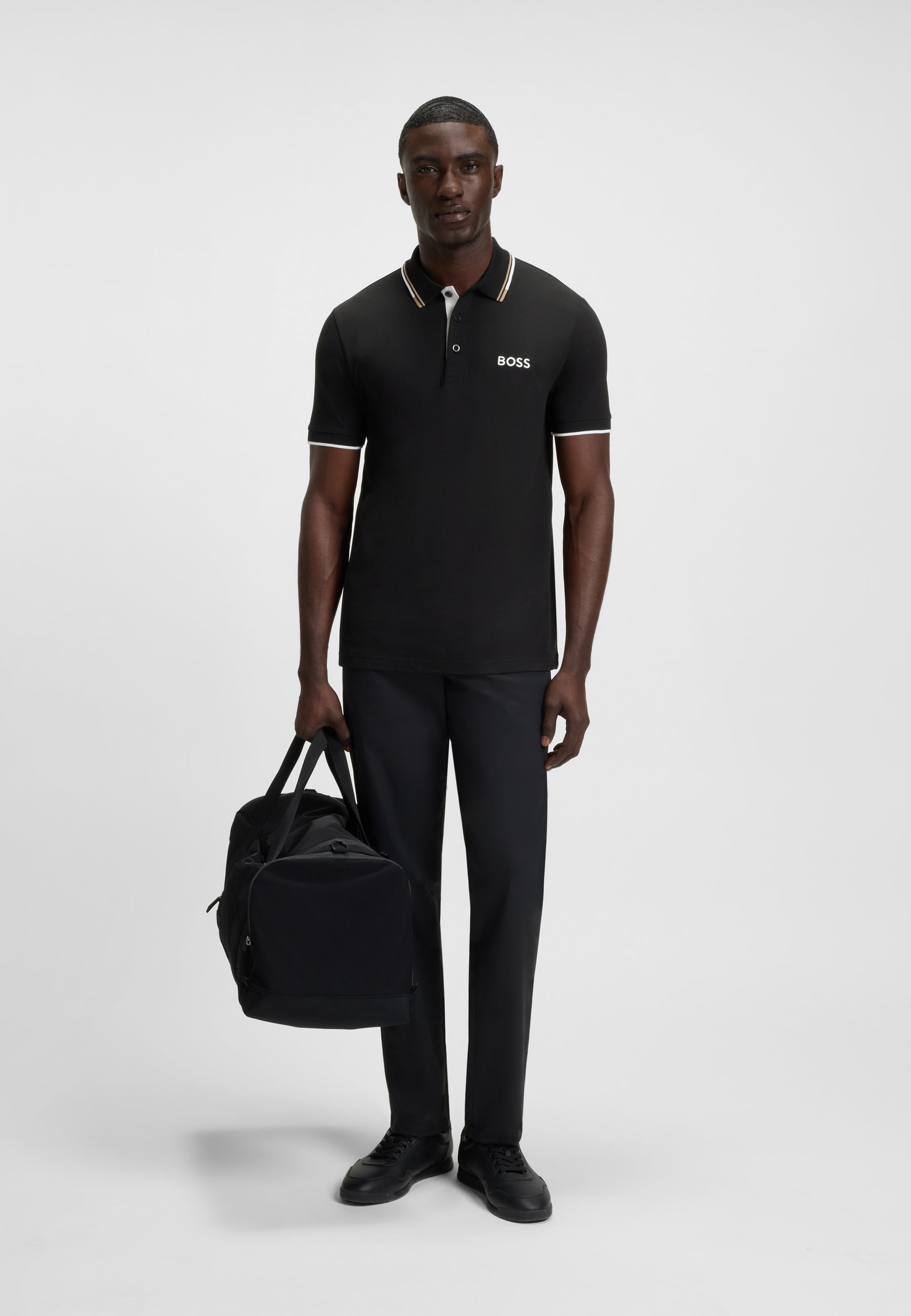 BOSS Cotton Blend Polo Shirt With Contrast Logo