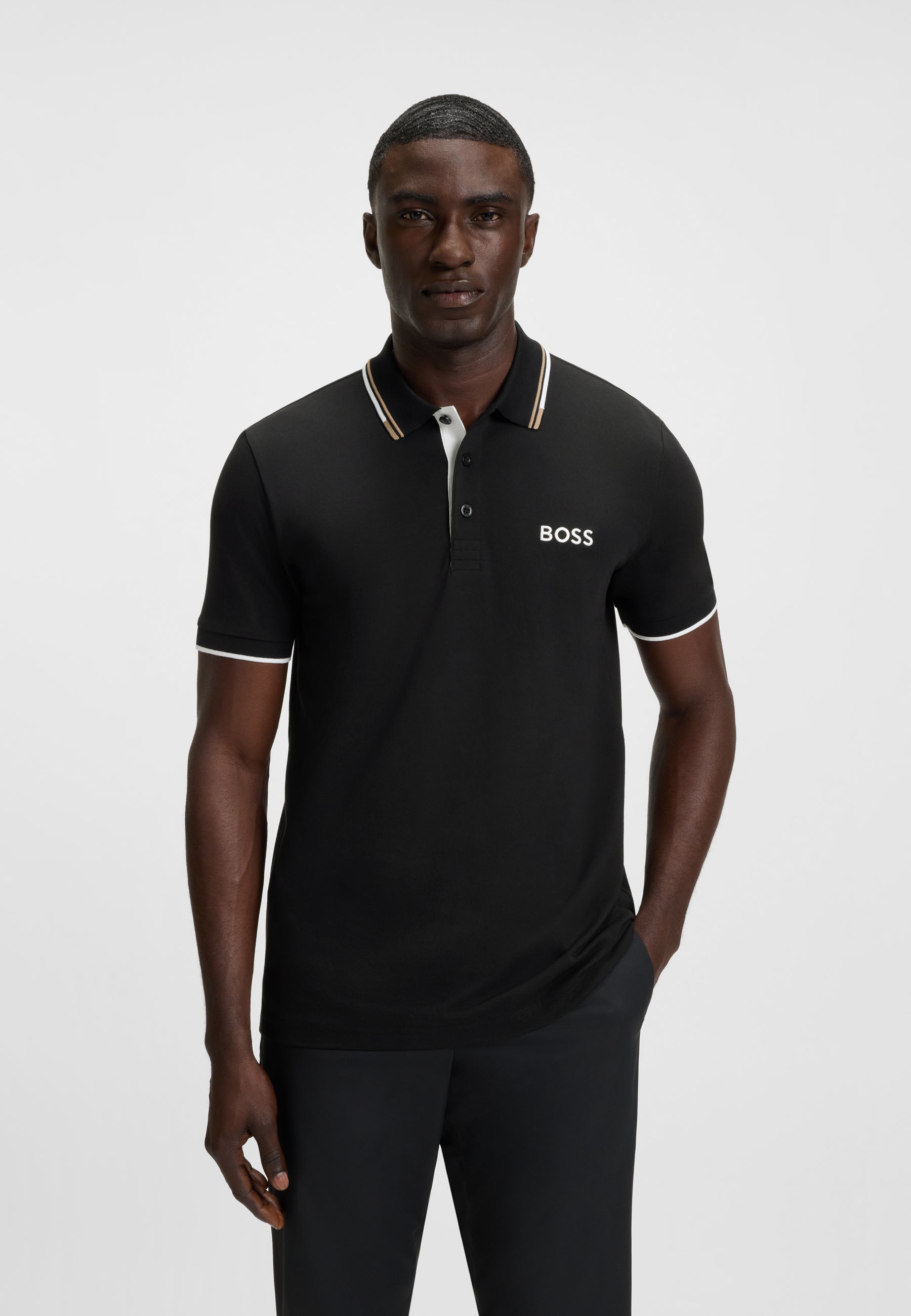 BOSS Cotton Blend Polo Shirt With Contrast Logo