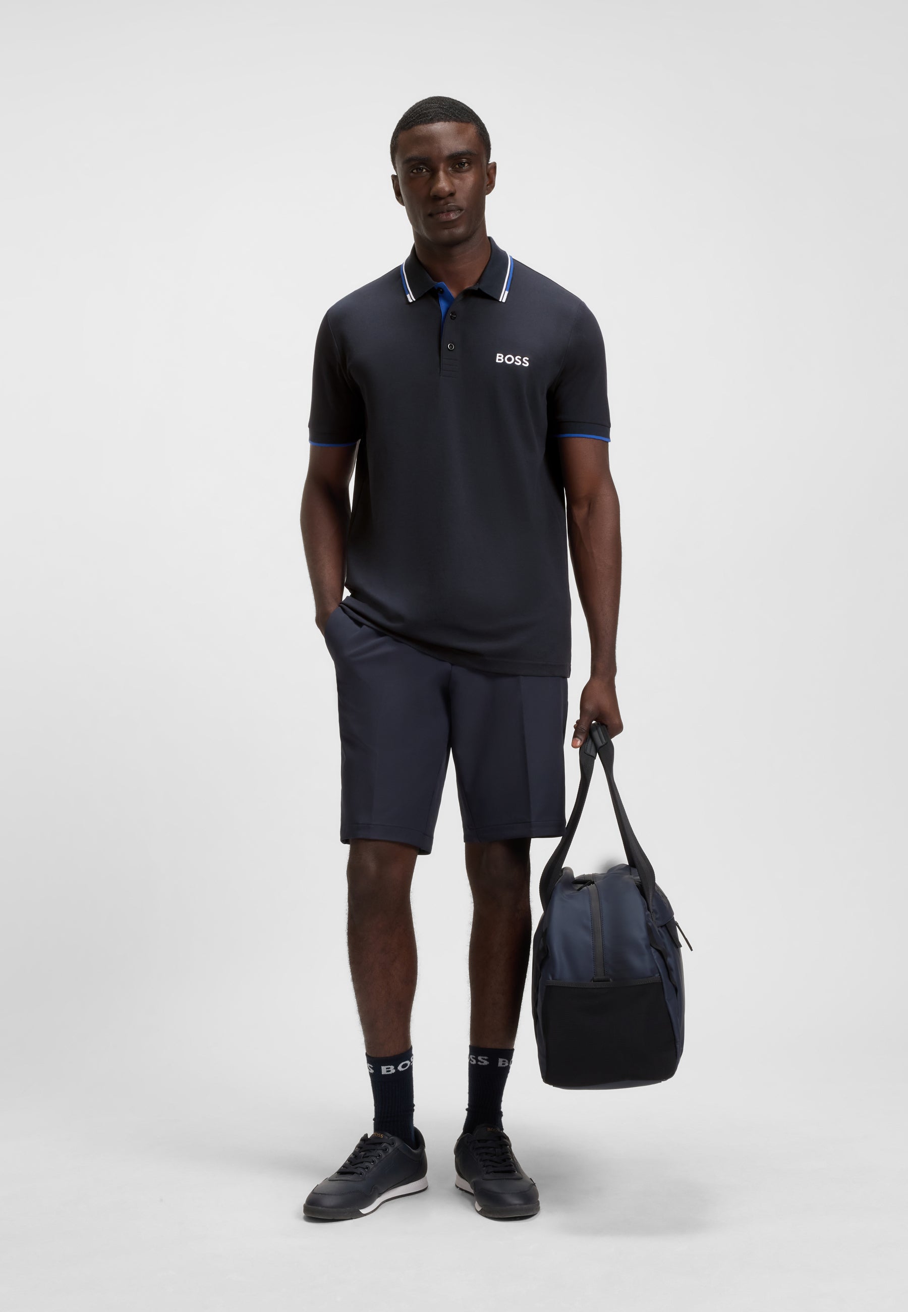 BOSS Cotton Blend Polo Shirt With Contrast Logo