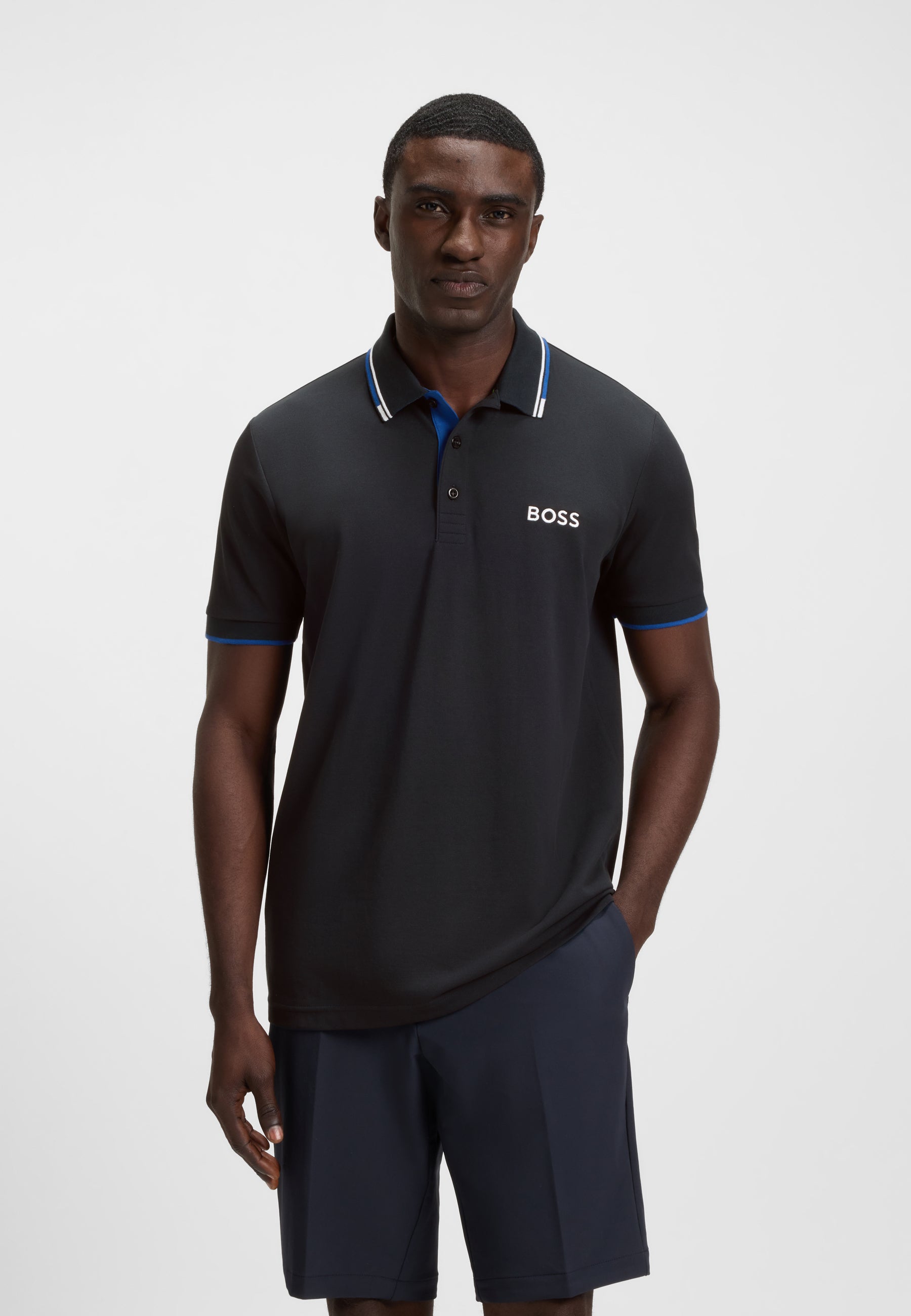BOSS Cotton Blend Polo Shirt With Contrast Logo