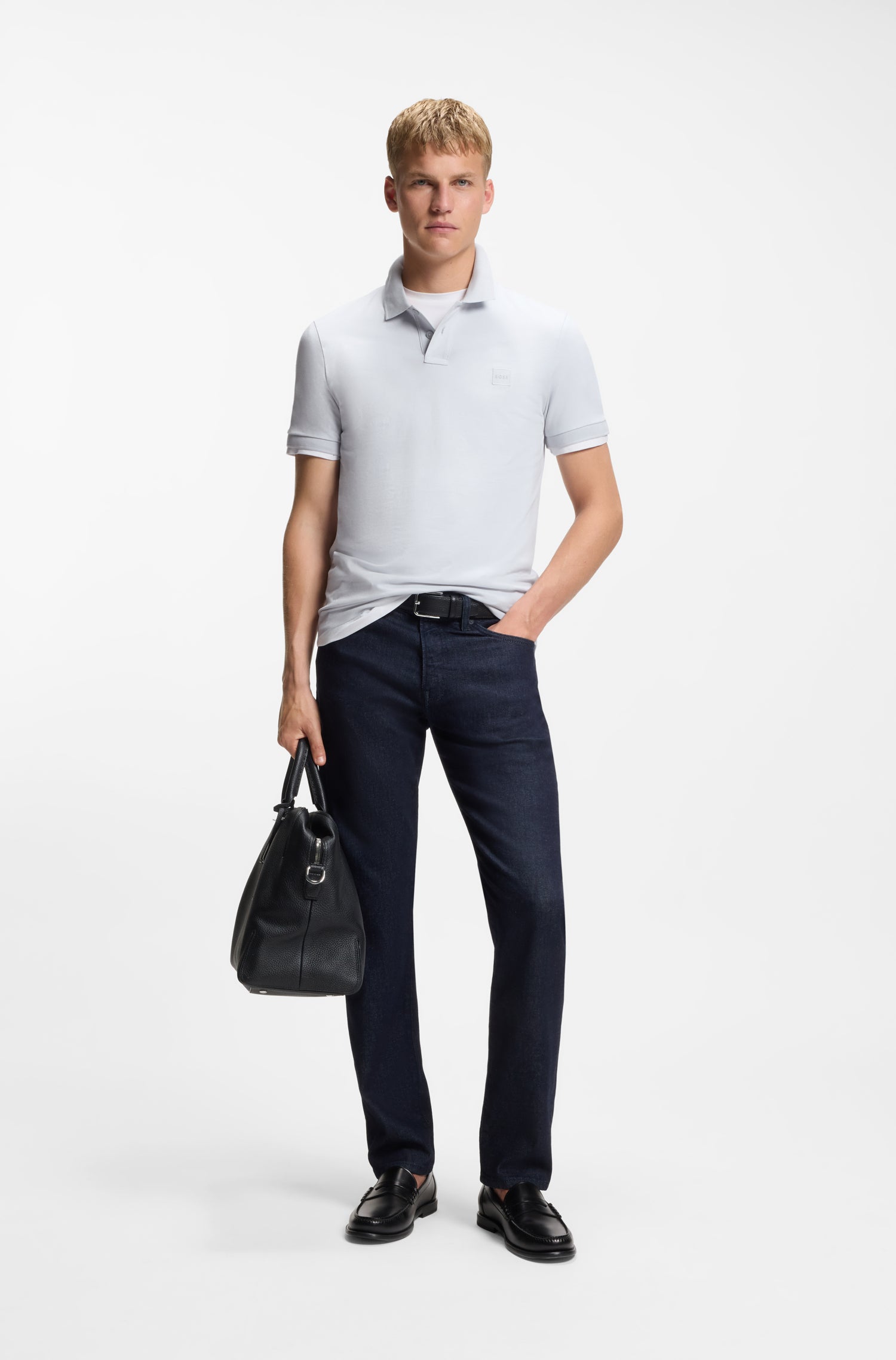 BOSS Polo Square Detail Logo Stretch Cotton