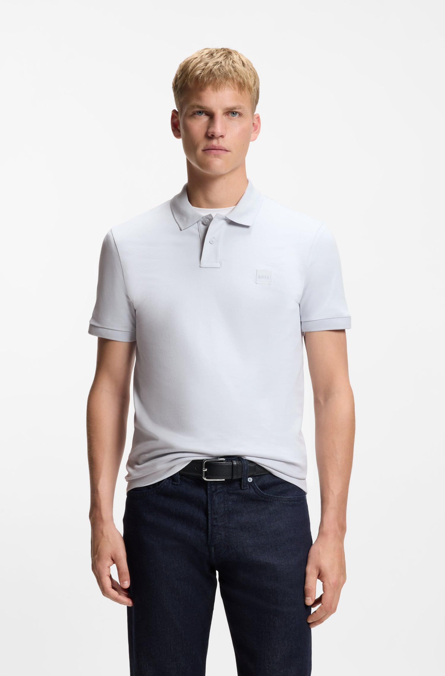BOSS Polo Square Detail Logo Stretch Cotton