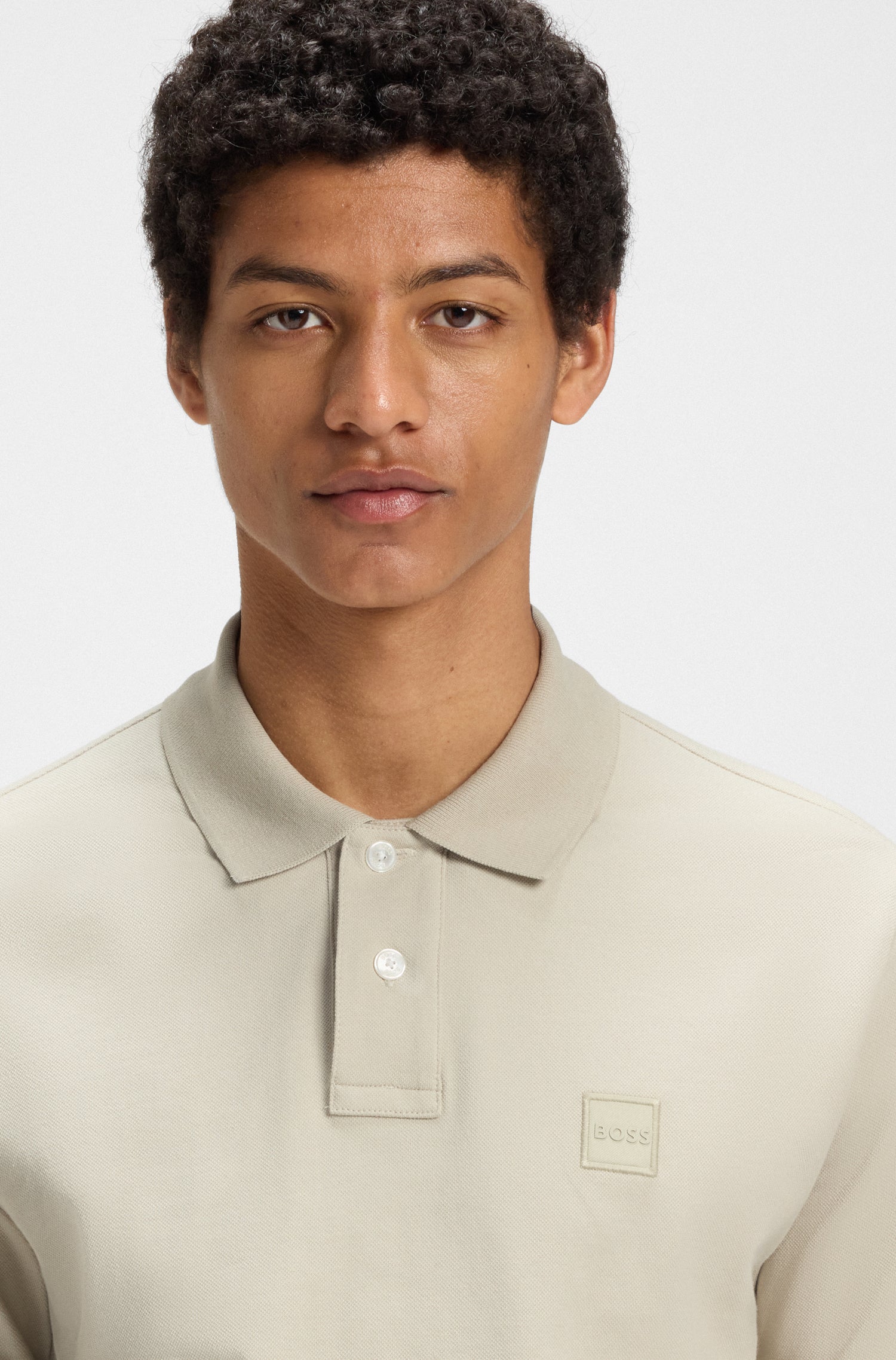 BOSS Polo Square Detail Logo Stretch Cotton