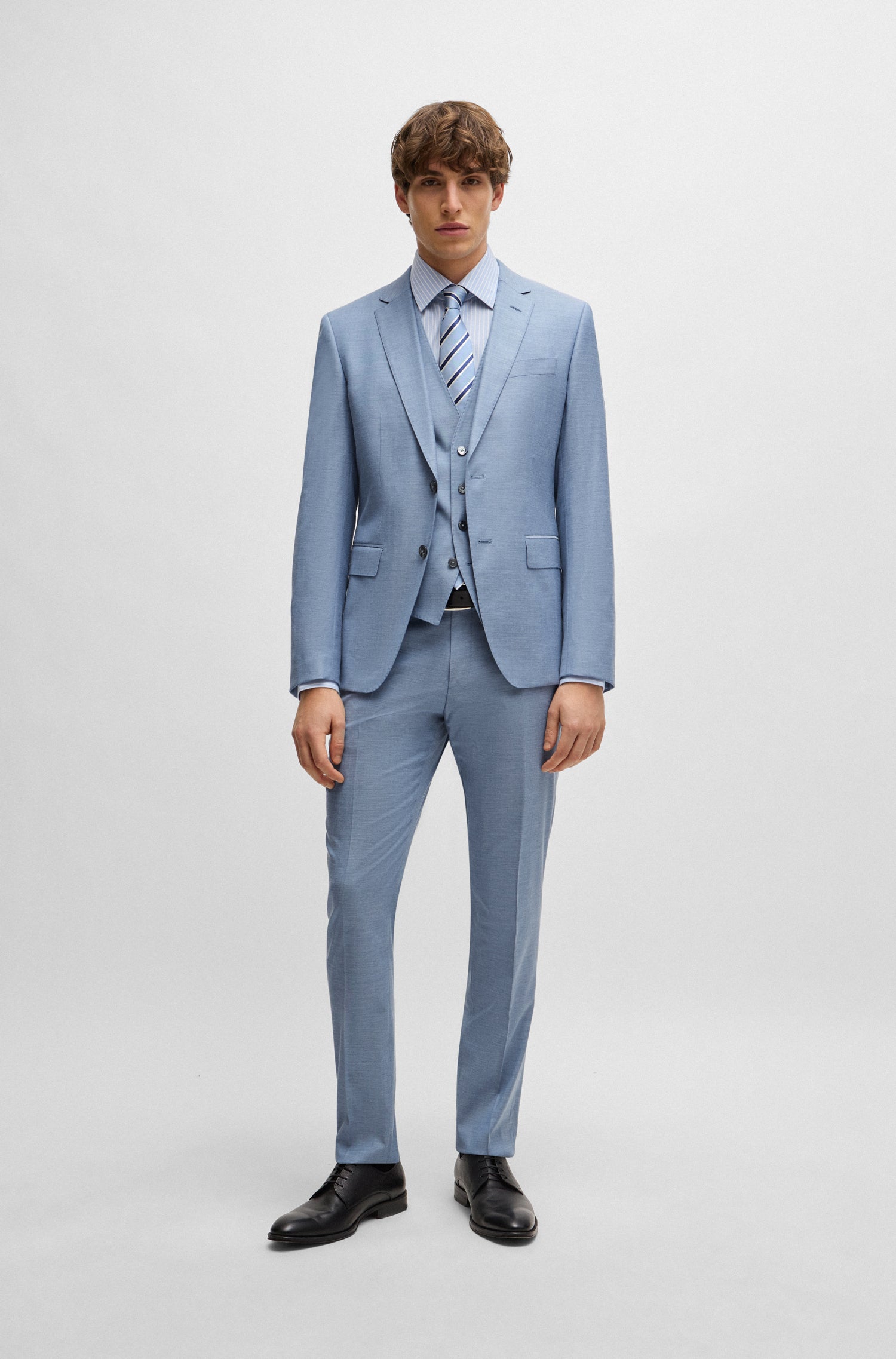 BOSS Slim Fit 3 Piece Suit Wool Blend