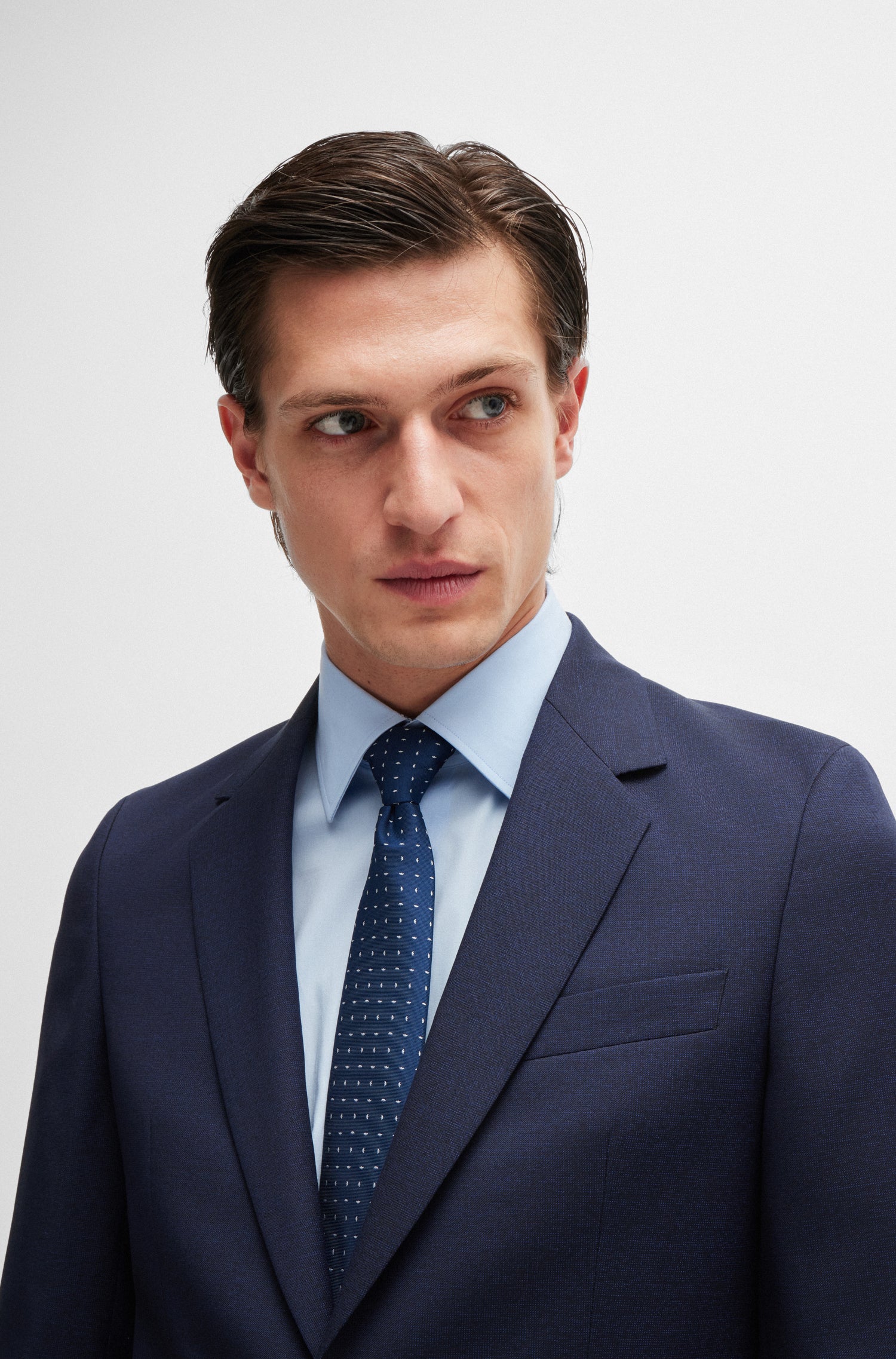 BOSS Slim Fit Suit Textured Pure Wool