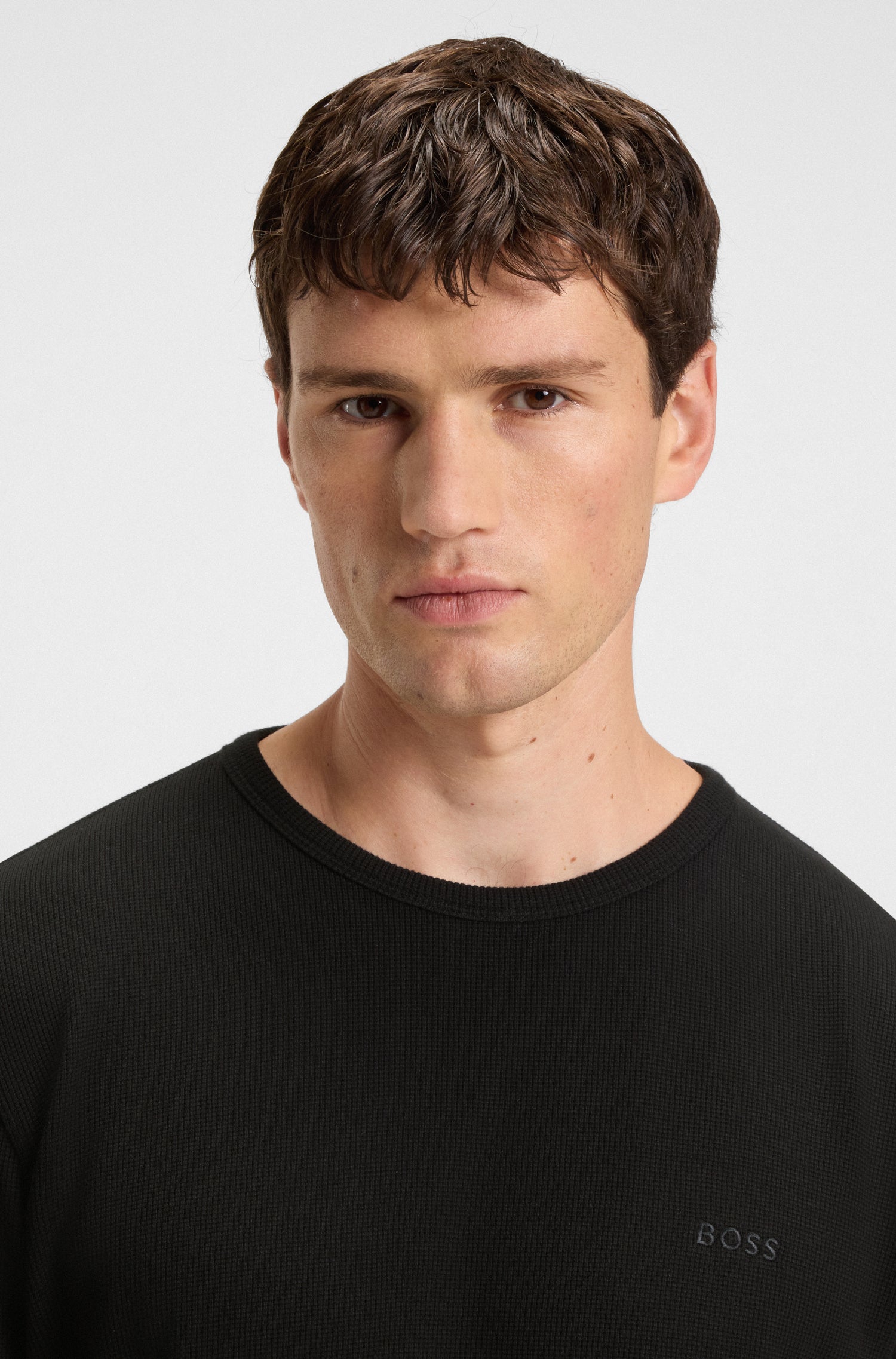BOSS Long Sleeve T-Shirt Waffle Texture