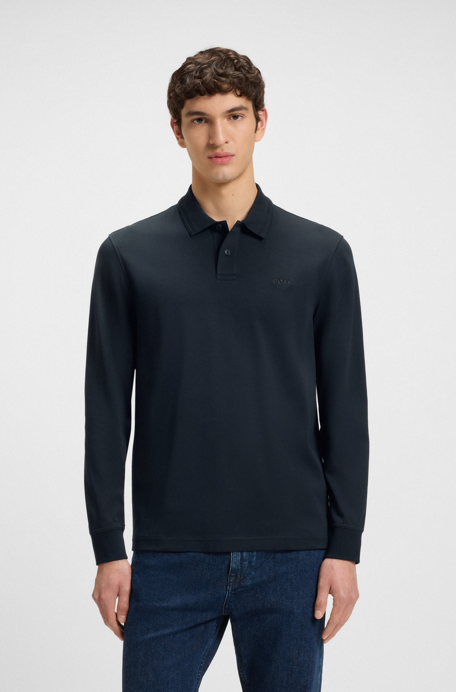 BOSS Long Sleeve Polo Pure Cotton