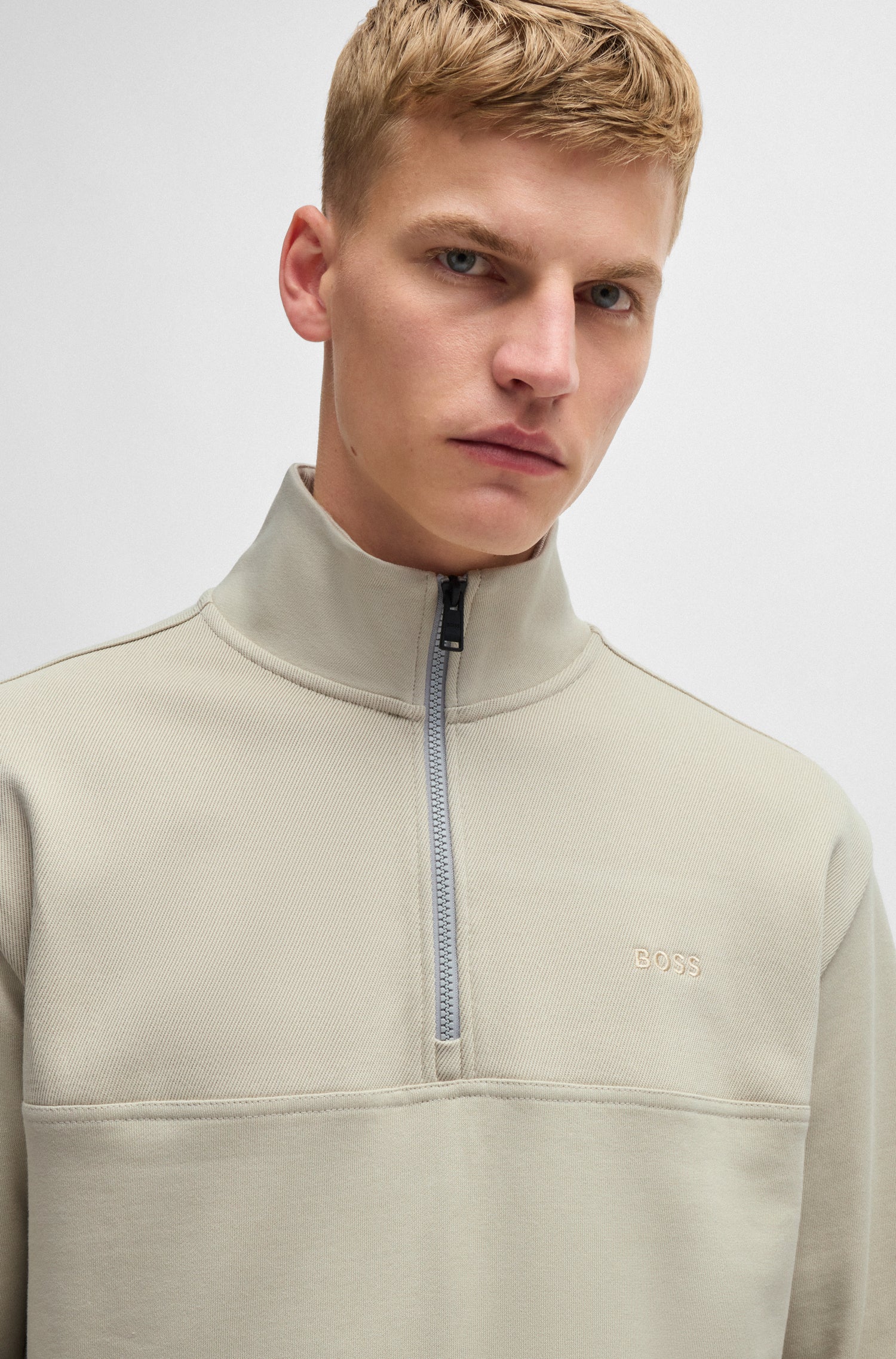 BOSS Quater Zip Jersey Pure Cotton