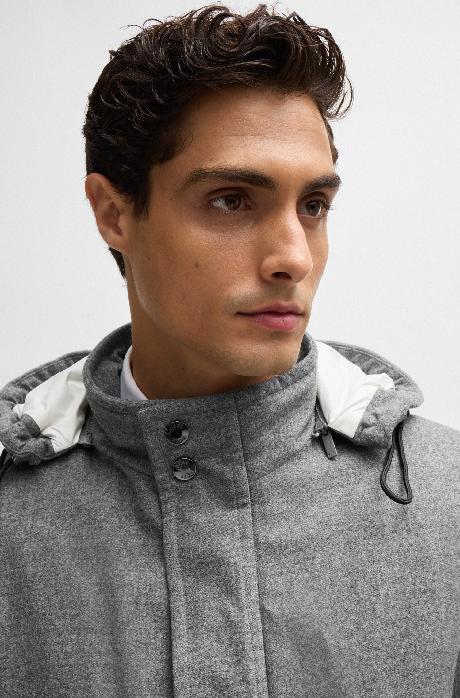BOSS Regular Fit Coat Stretch Flannel