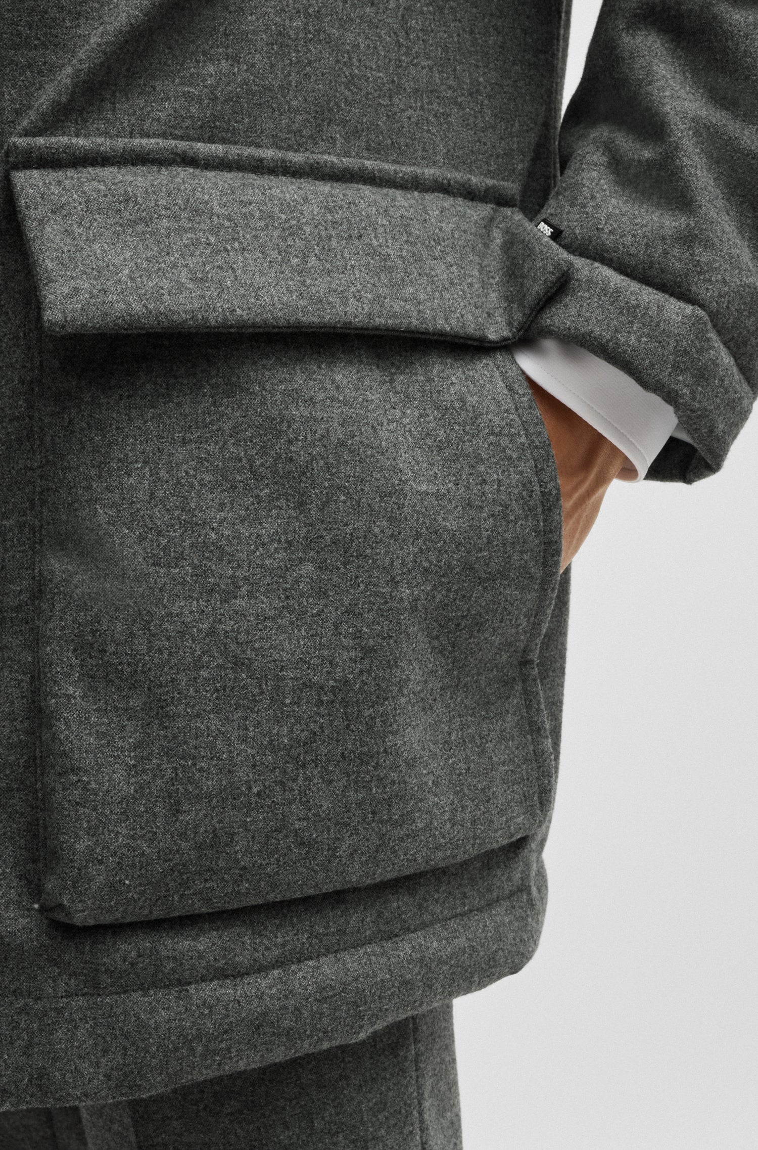 BOSS Regular Fit Coat Stretch Flannel
