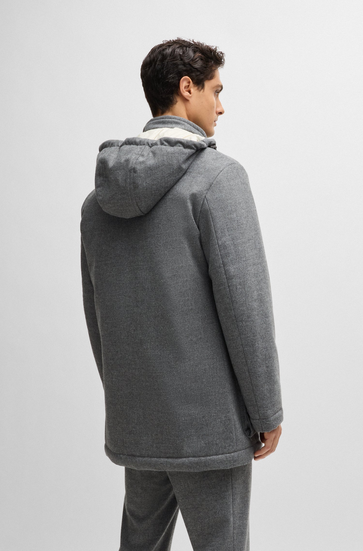 BOSS Regular Fit Coat Stretch Flannel