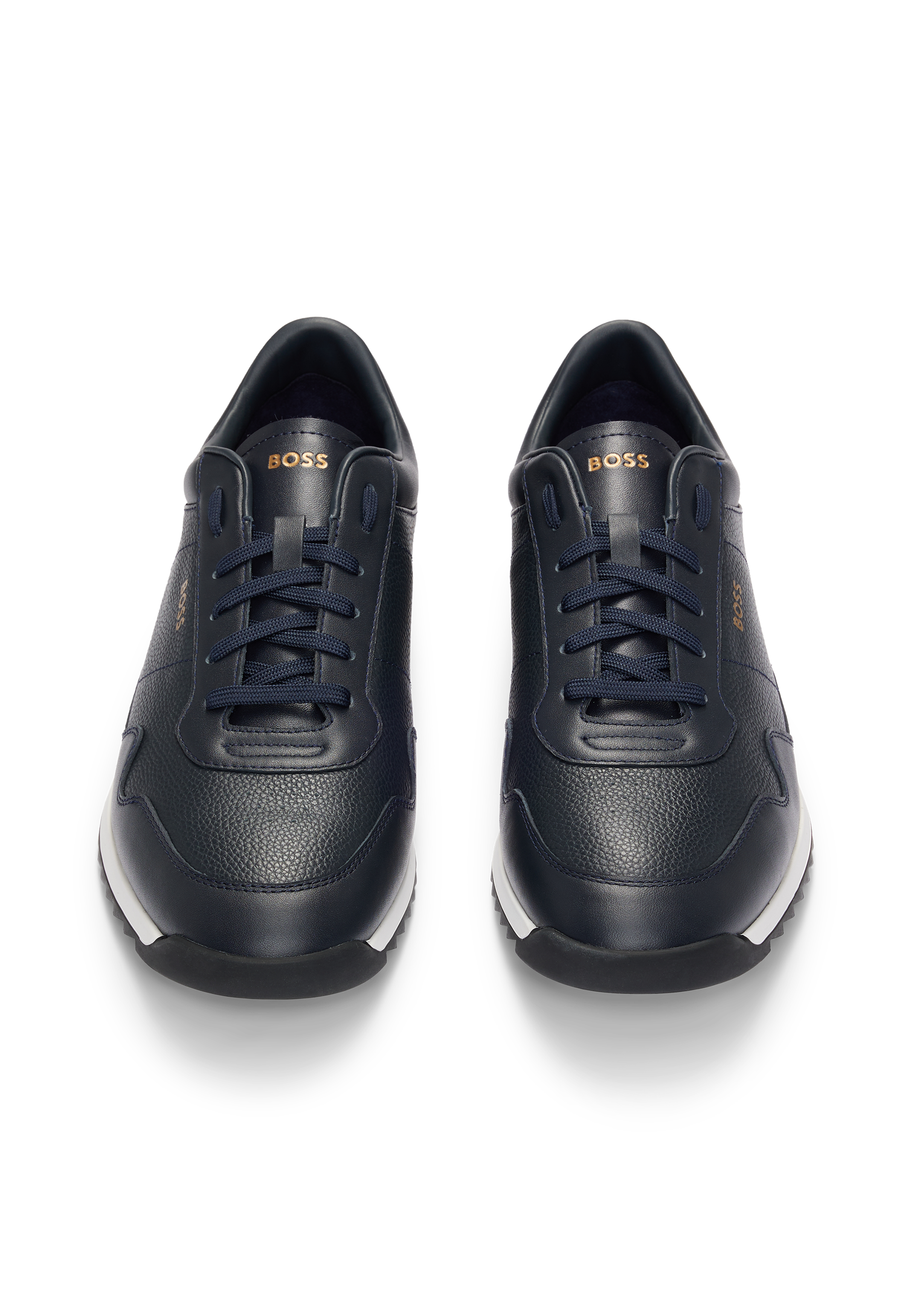 BOSS Textured Leather Trainer With Rubber Sole