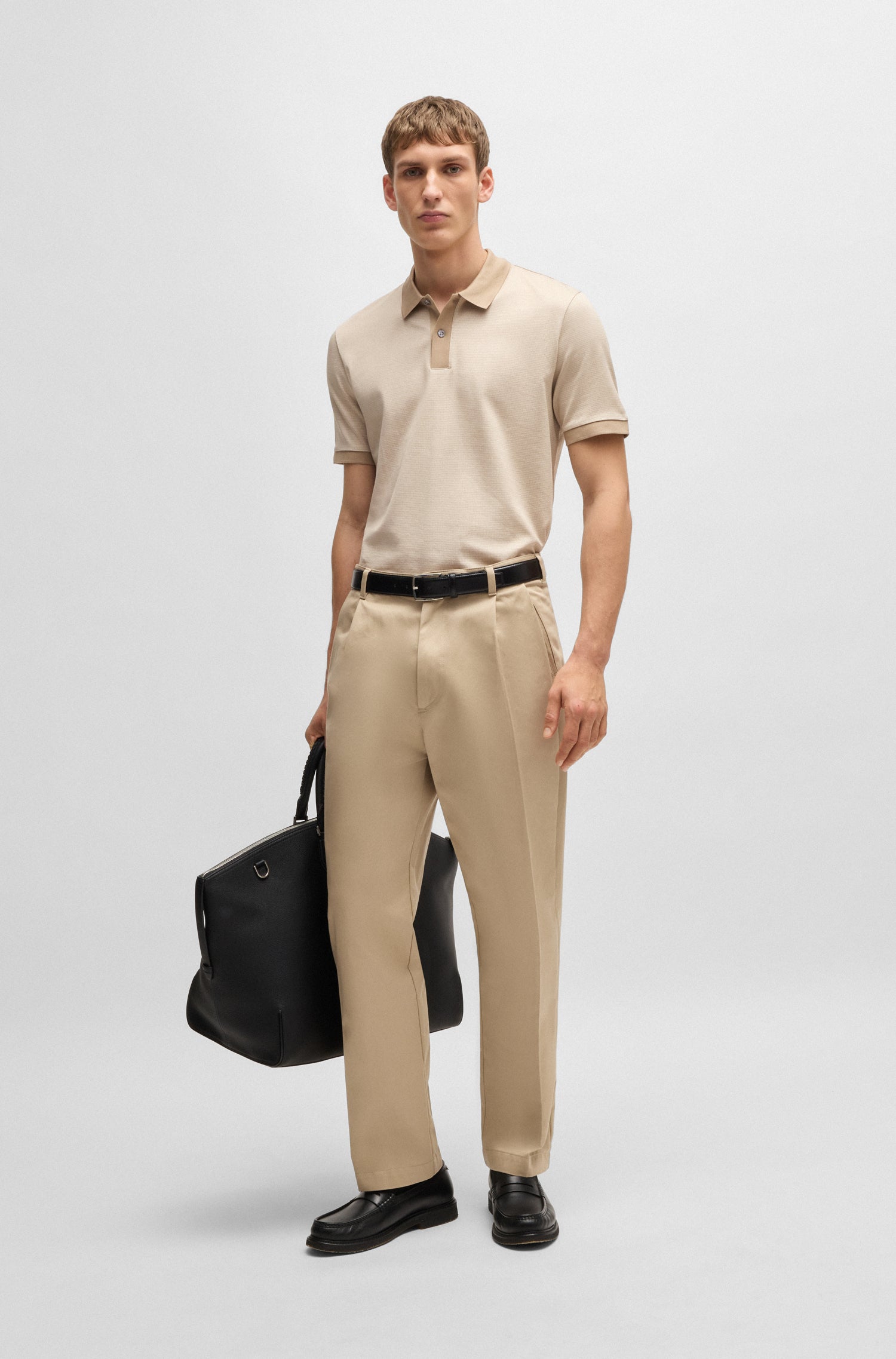 BOSS Mercerised Cotton Polo Shirt With Micro Pattern