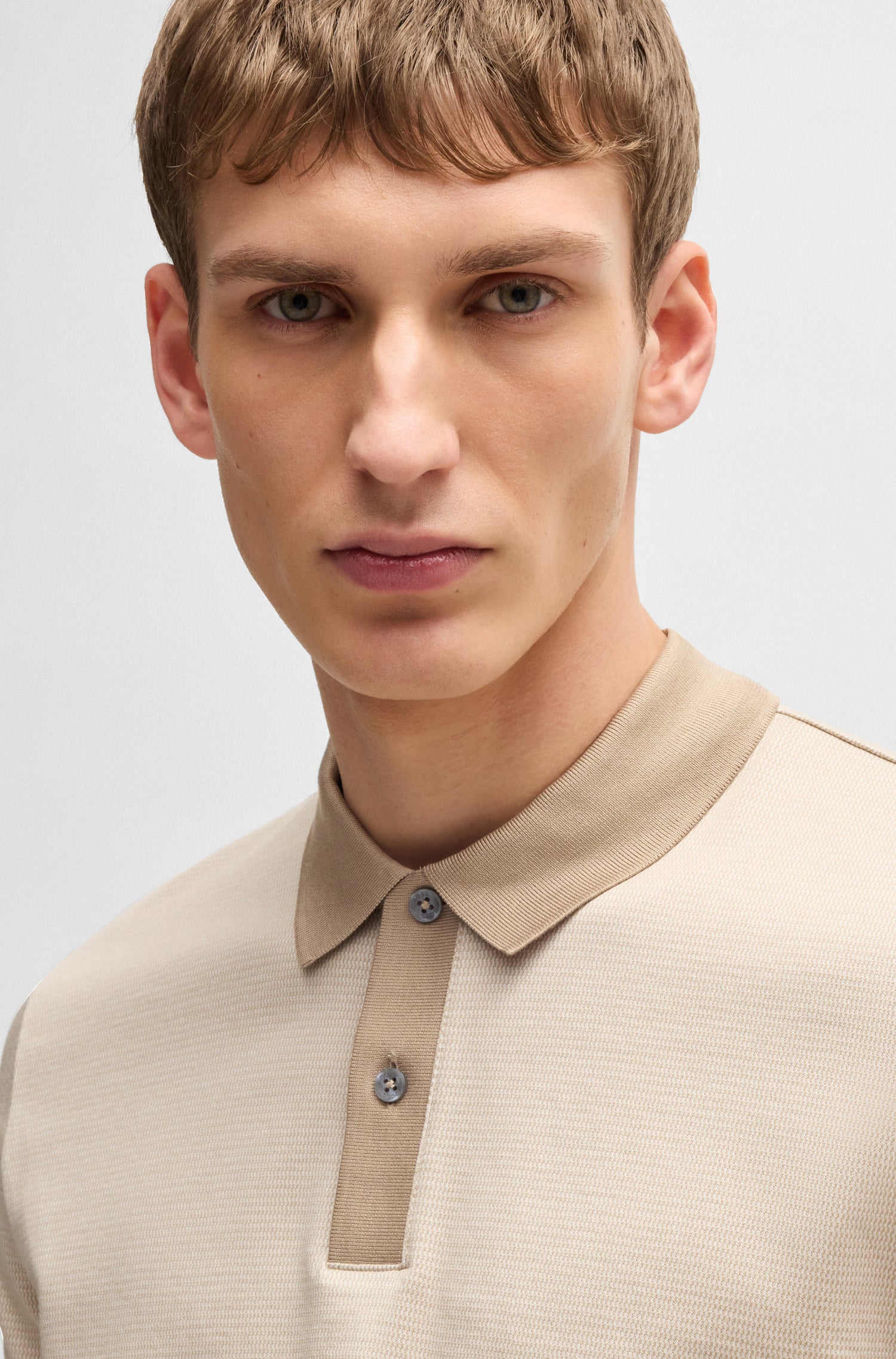 BOSS Mercerised Cotton Polo Shirt With Micro Pattern