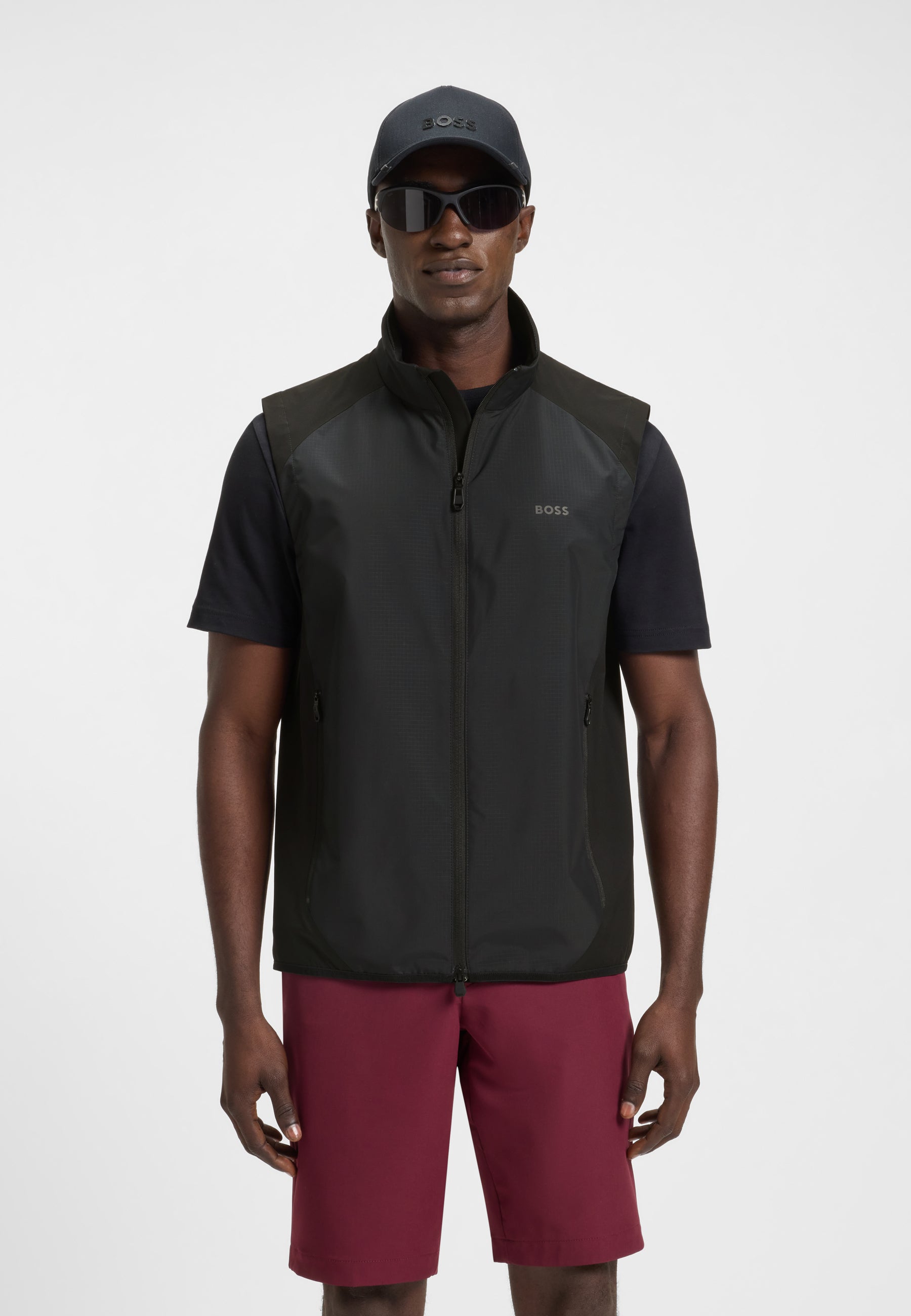 BOSS Water-repellent golf vest with decorative reflective details