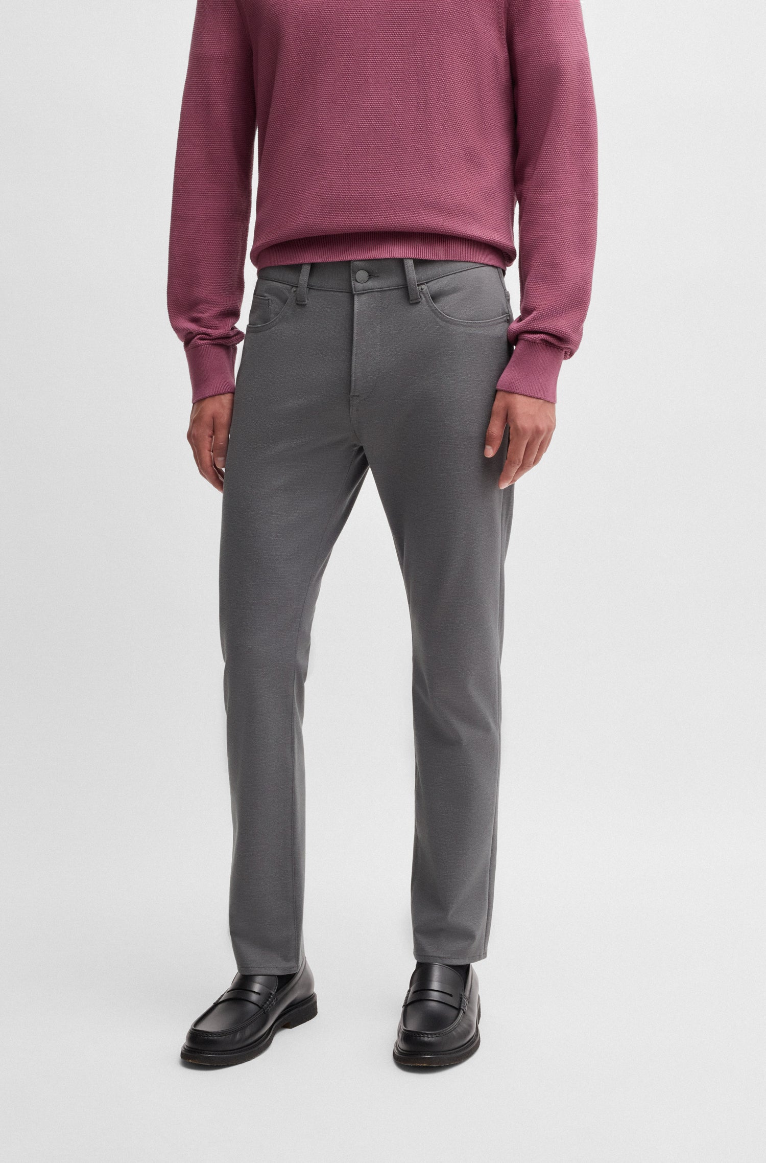 BOSS Slim Fit Trousers Two Tone Stretch Jersey