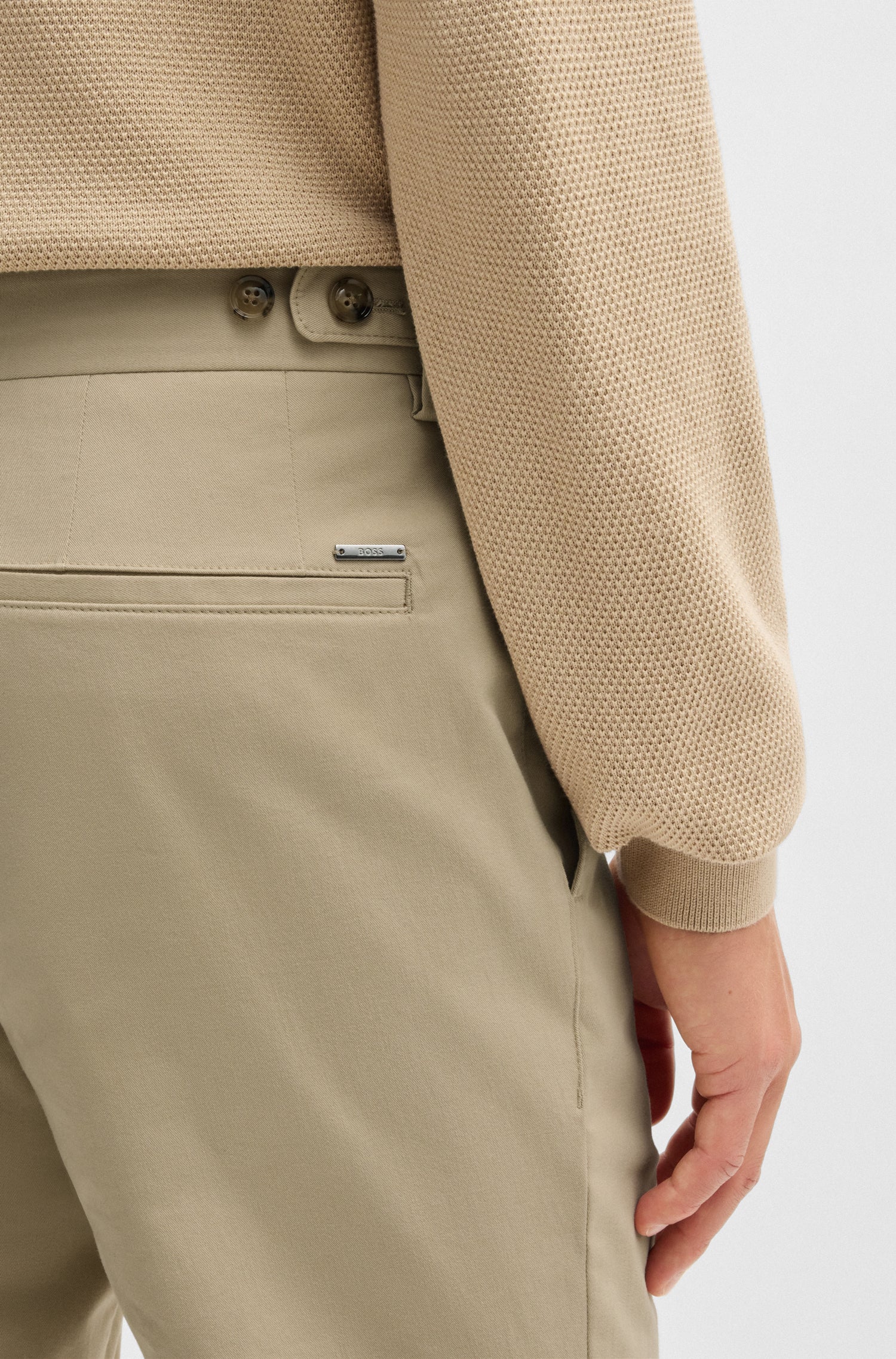 BOSS Slim Fit Trousers In Washable Stretch Cotton