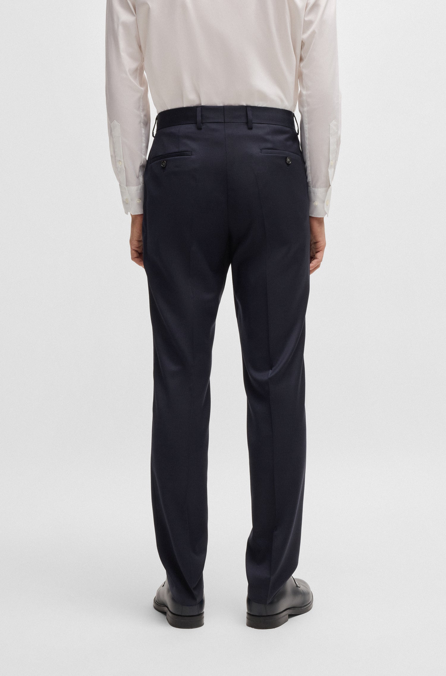 BOSS Slim Fit 3 Piece Suit Patterned Stretch Wool