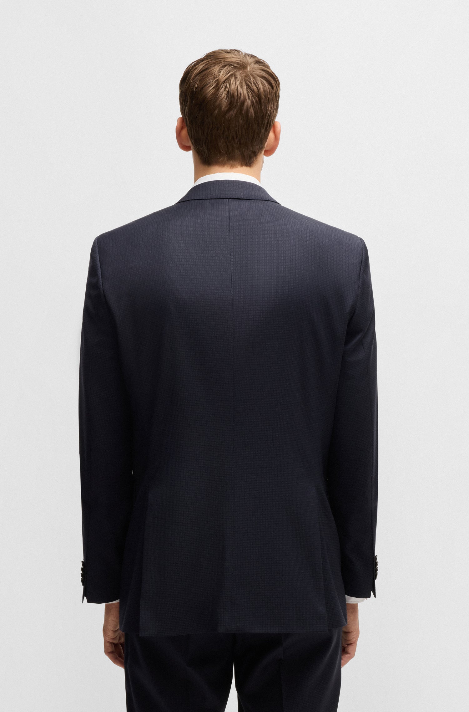 BOSS Slim Fit 3 Piece Suit Patterned Stretch Wool
