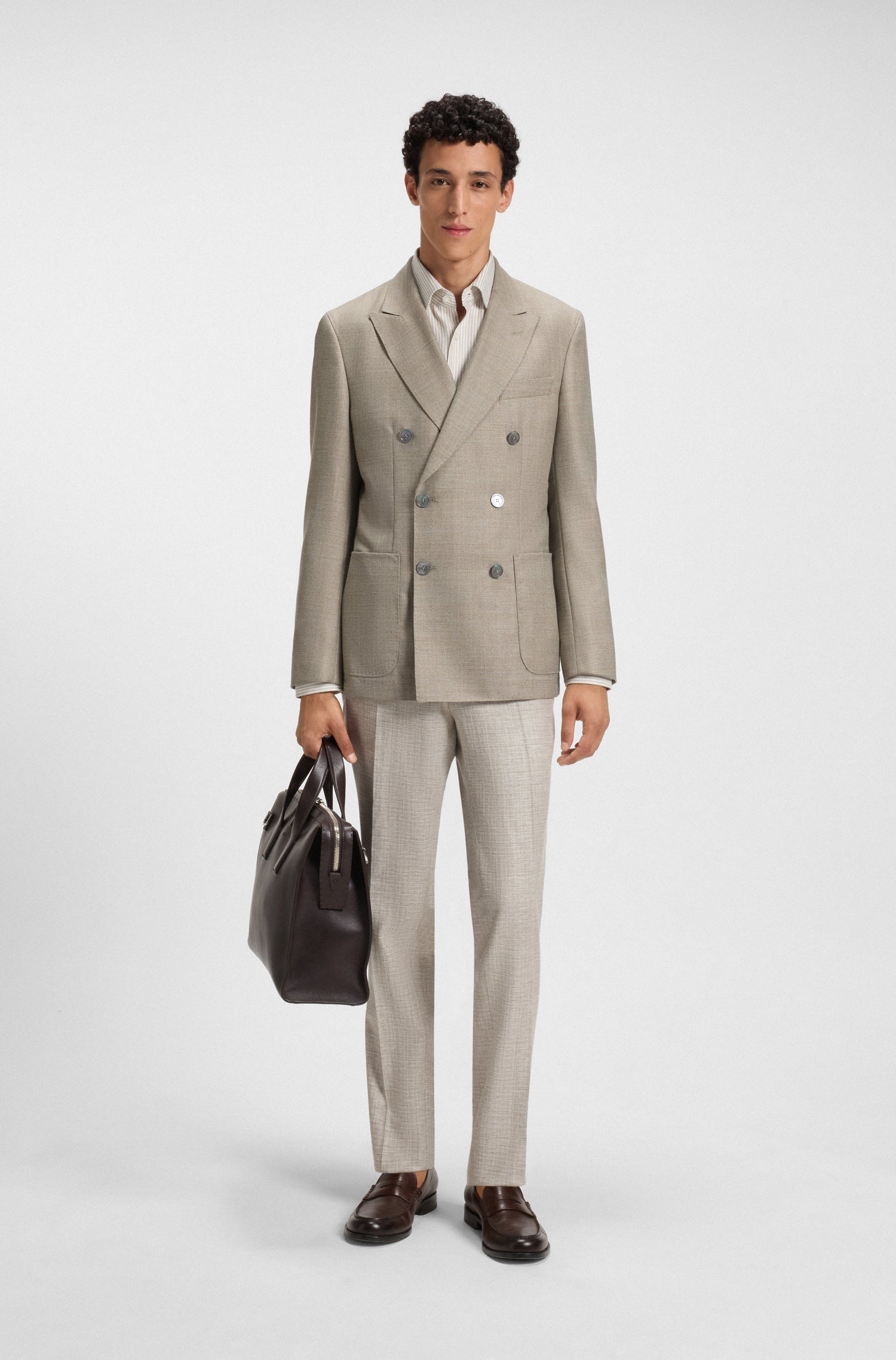 BOSS Slim Fit Blazer In Patterned Virgin Wool