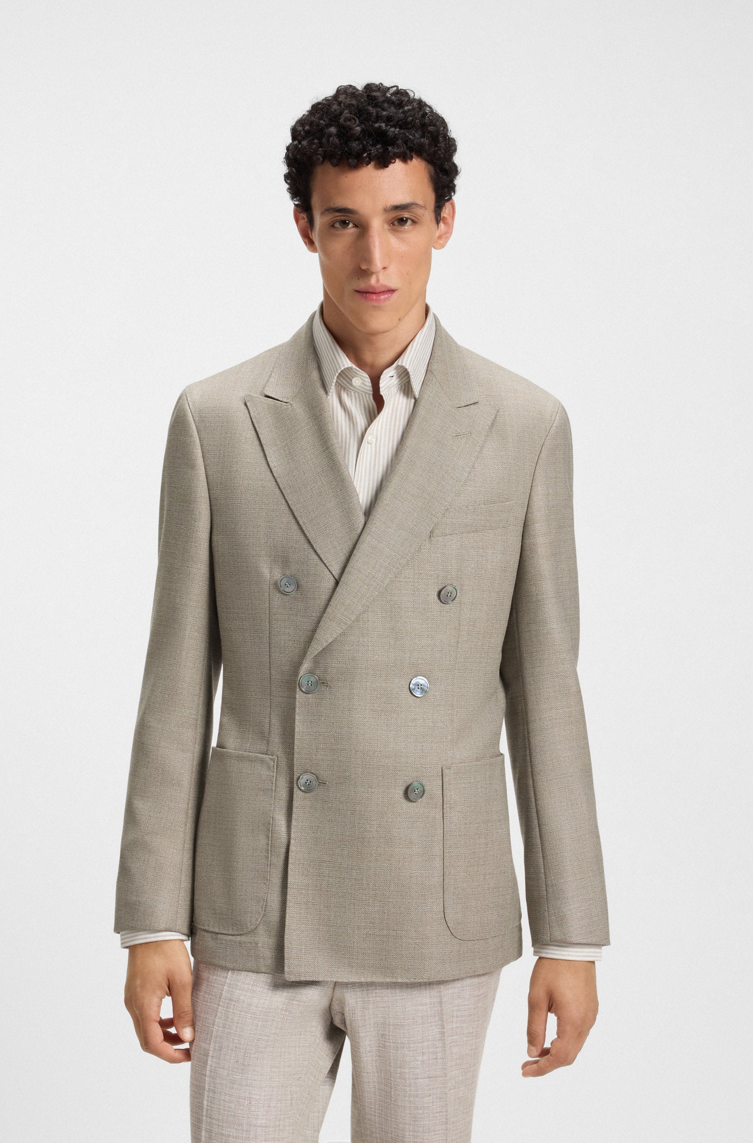 BOSS Slim Fit Blazer In Patterned Virgin Wool