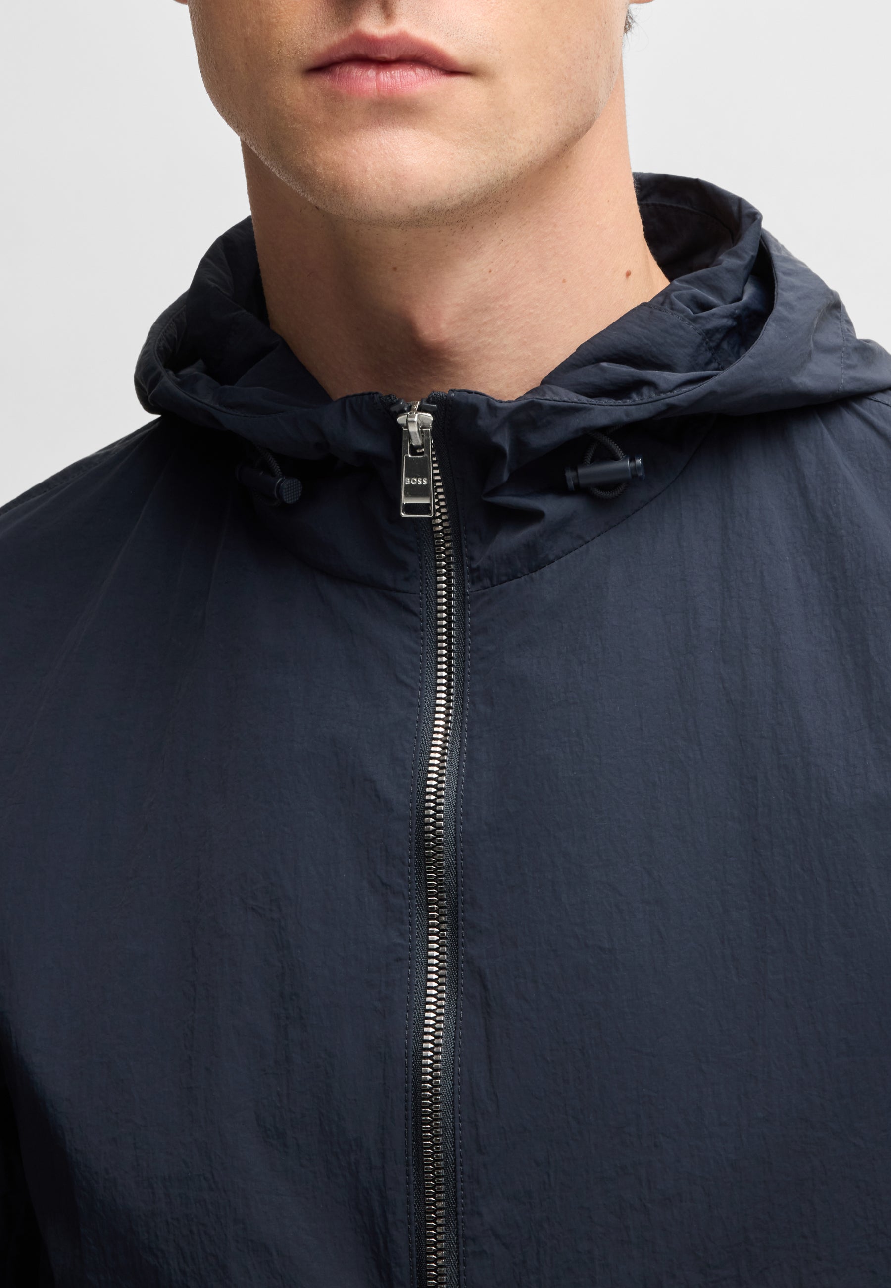 BOSS Water Repellent Jacket Crinkle Fabric With Adjustable Hood