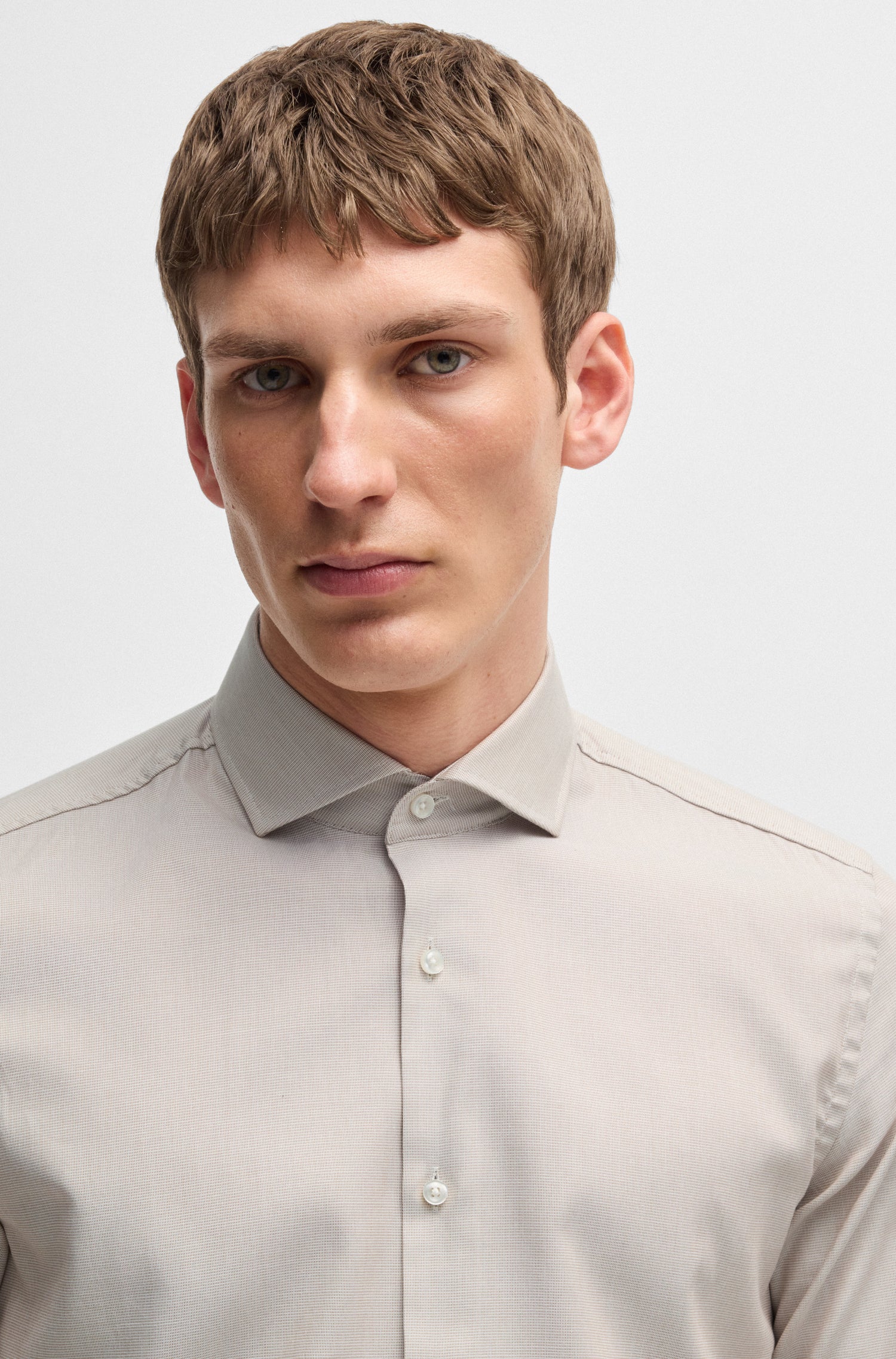 BOSS Slim Fit Shirt In Structured Cotton Blend