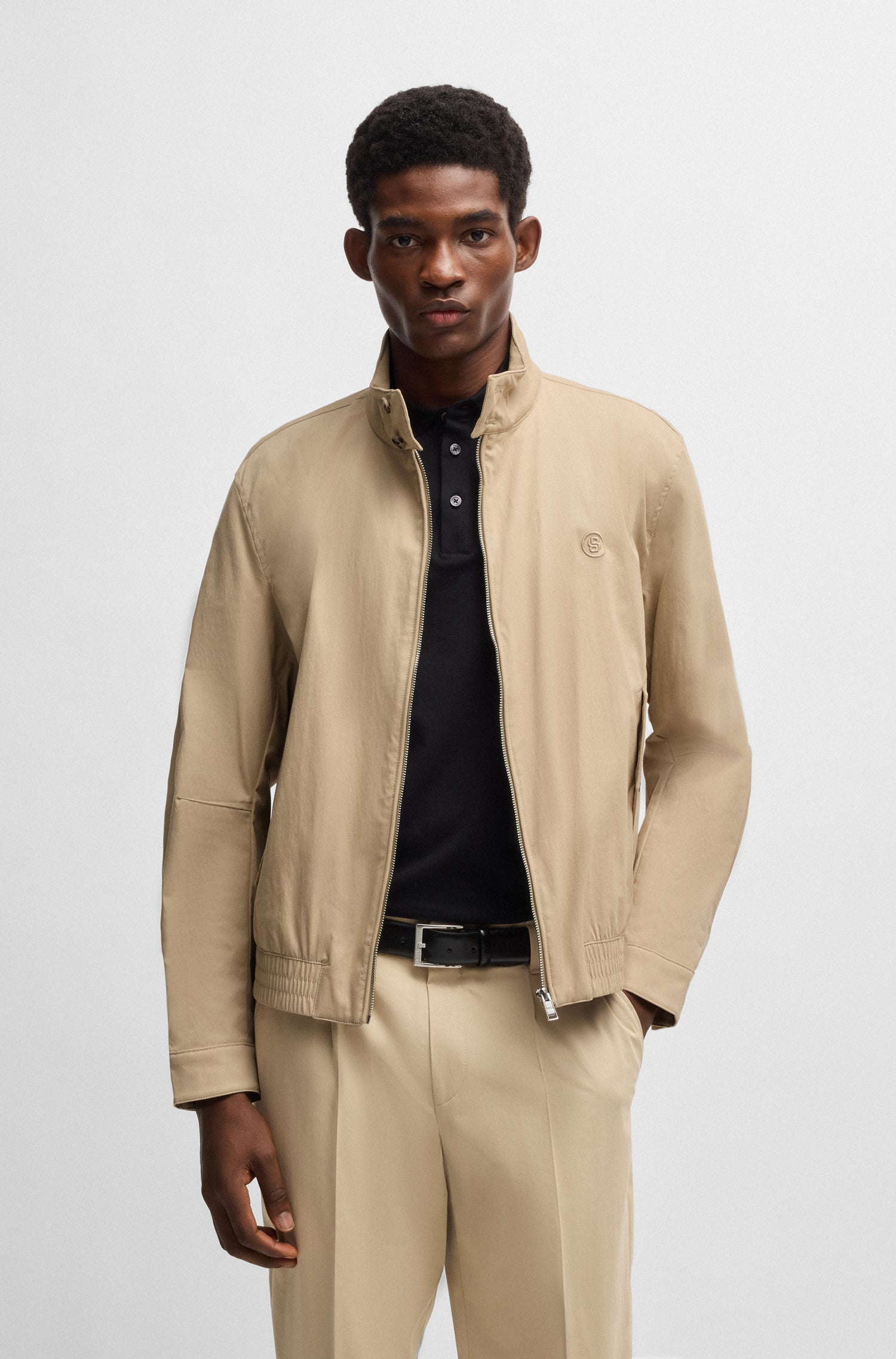 BOSS Cotton blend Jacket With Double B Monogram