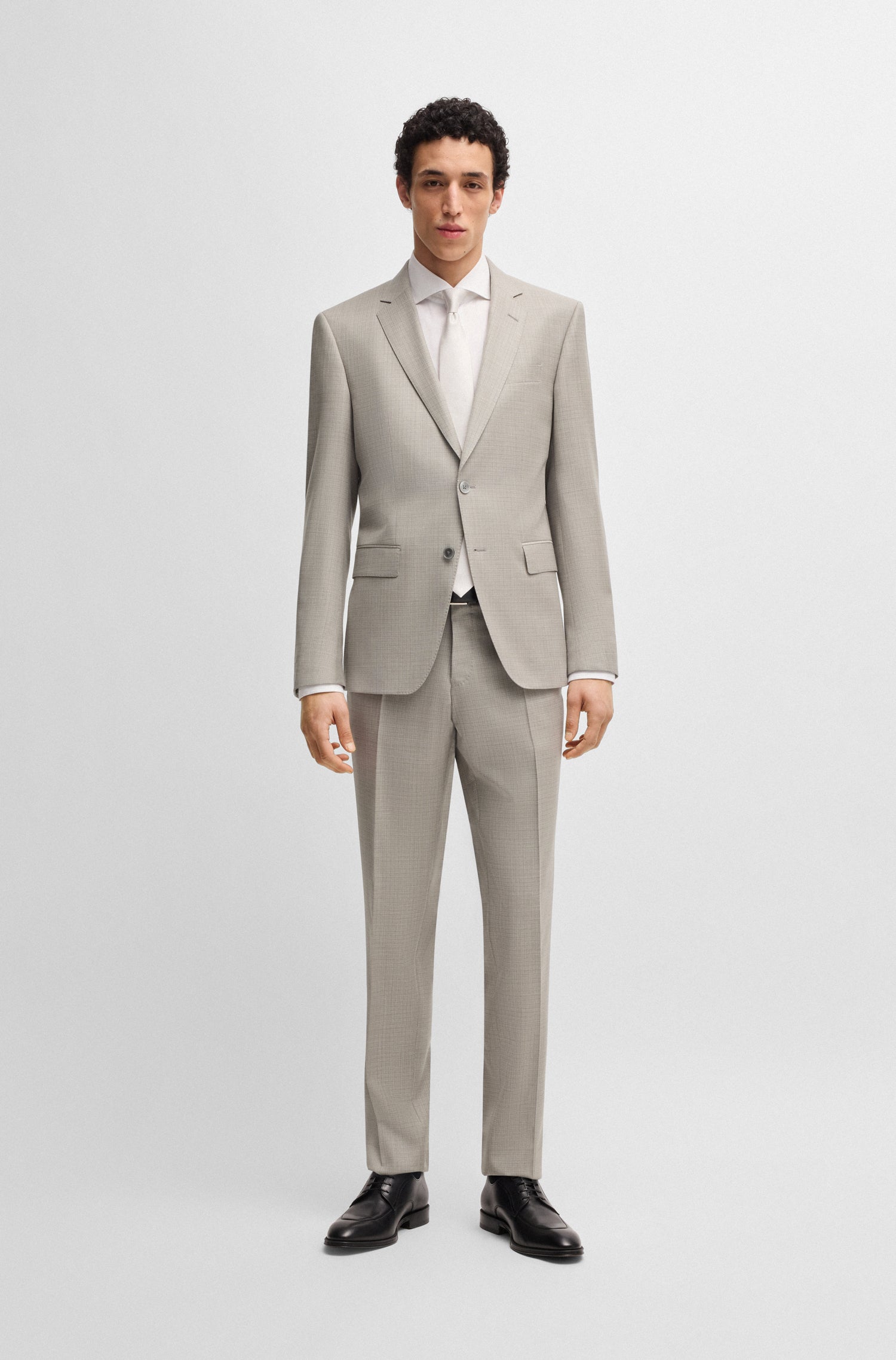 BOSS Slim Fit Suit In Patterned Virgin Wool