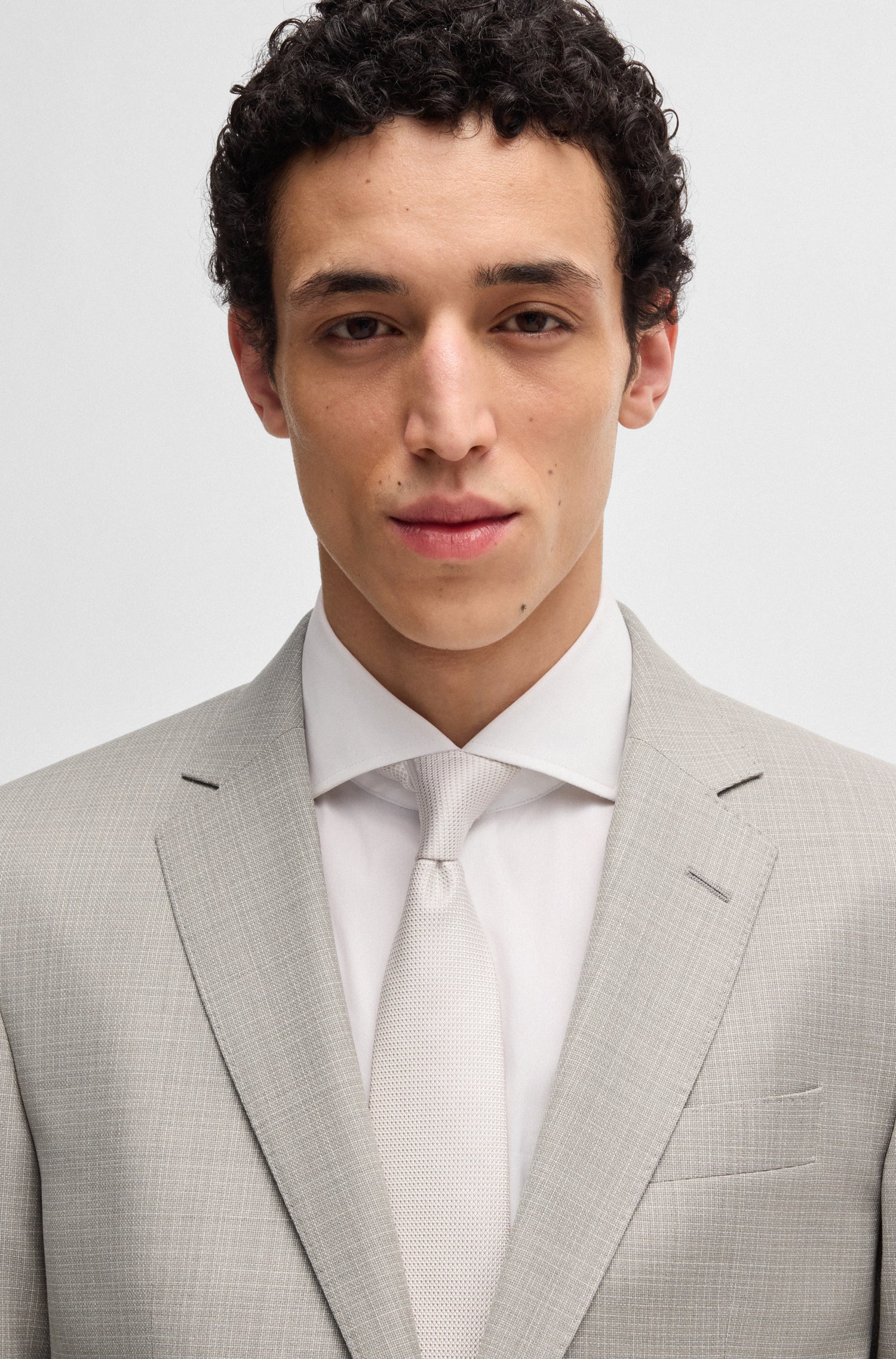 BOSS Slim Fit Suit In Patterned Virgin Wool