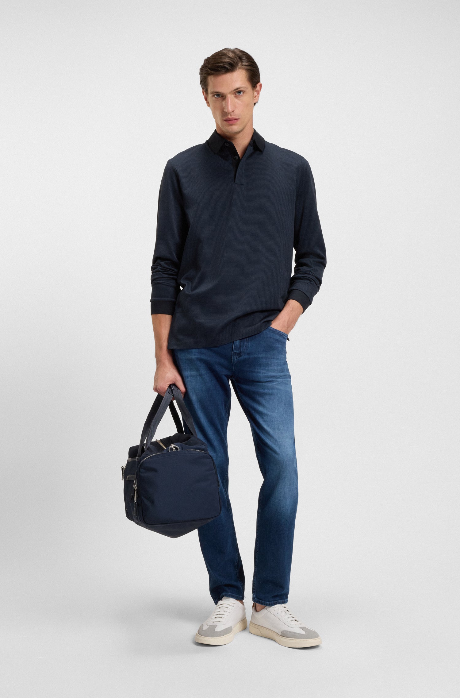 BOSS Long Sleeve Polo Mercerised Cotton