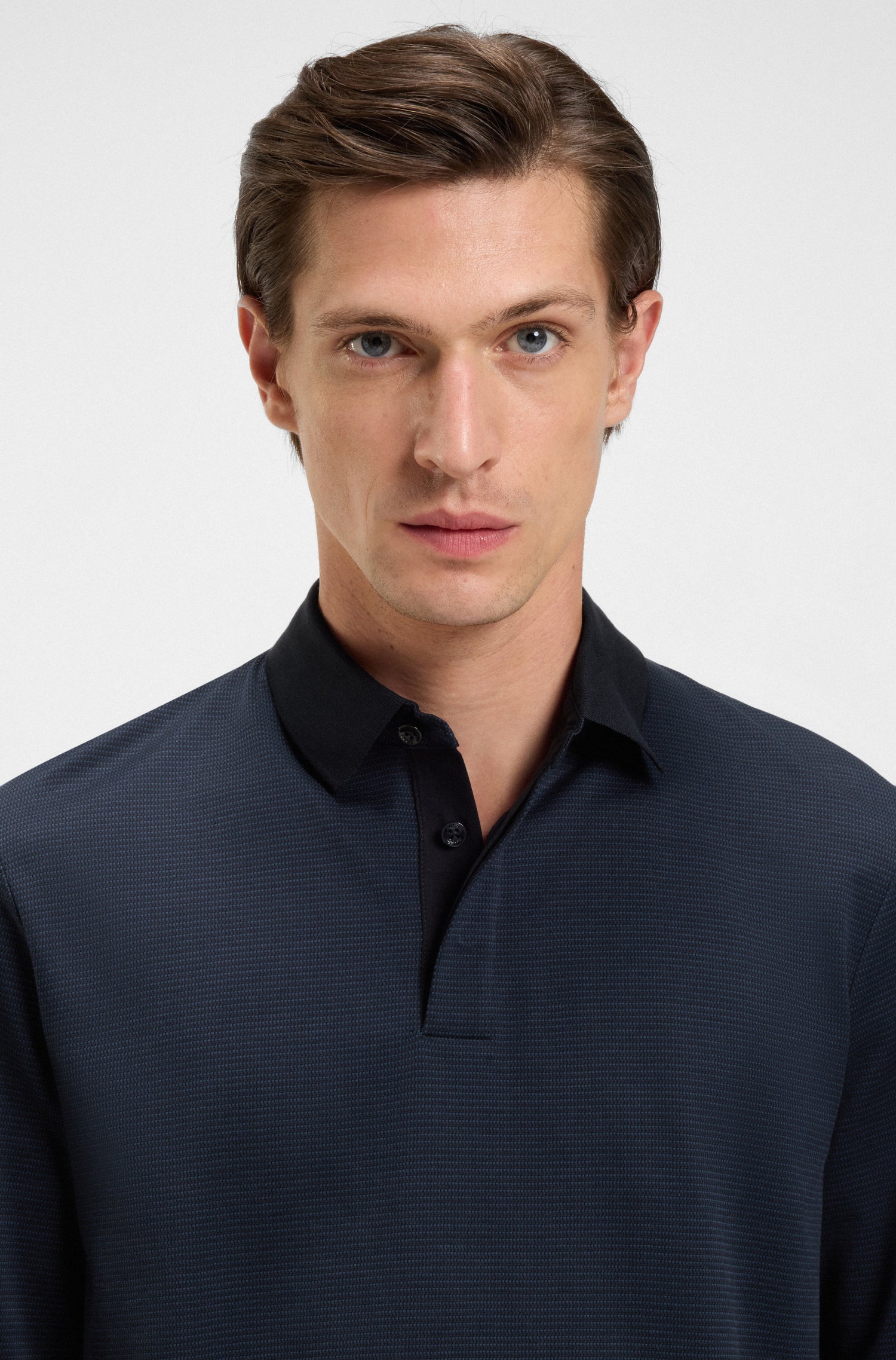 BOSS Long Sleeve Polo Mercerised Cotton