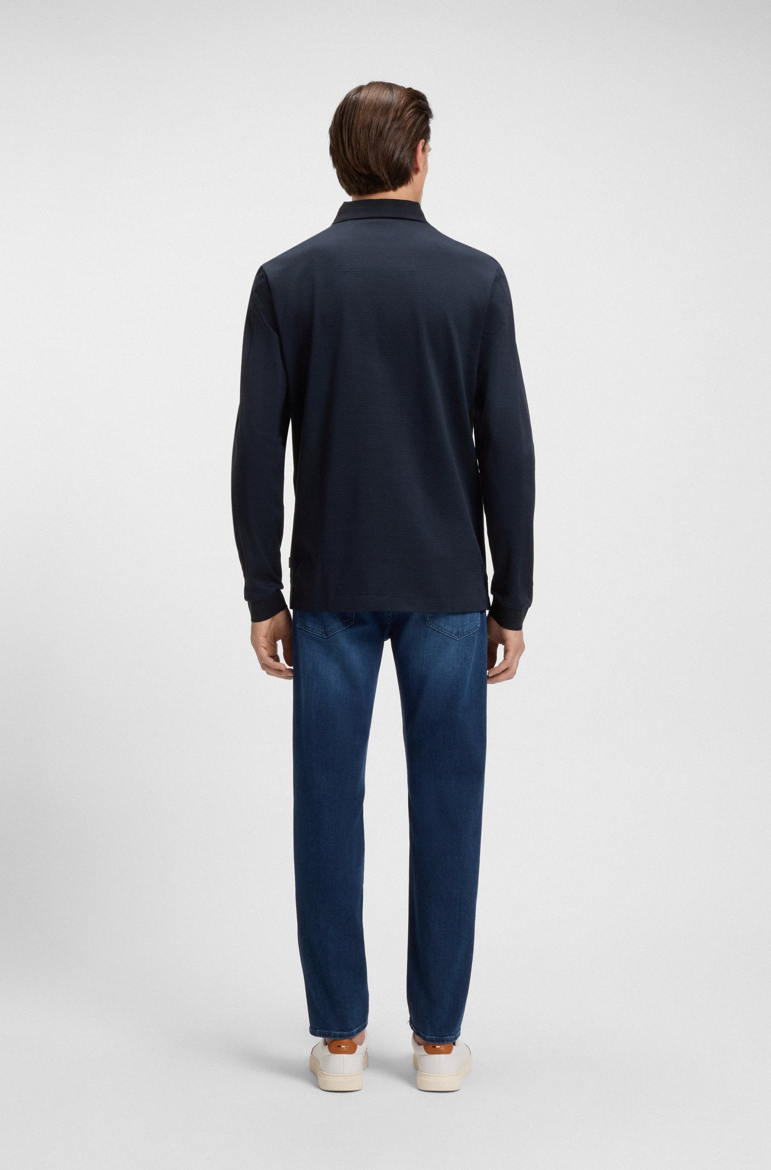 BOSS Long Sleeve Polo Mercerised Cotton