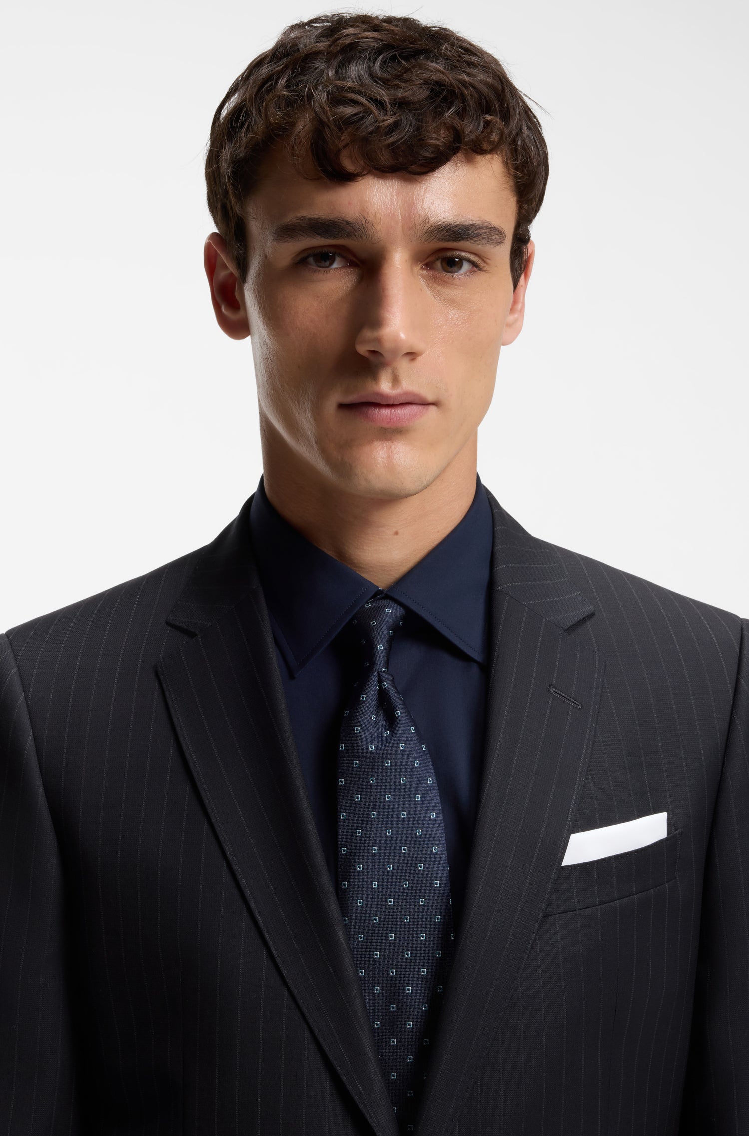 BOSS Slim Fit Suit Pin Stripe Pure Wool