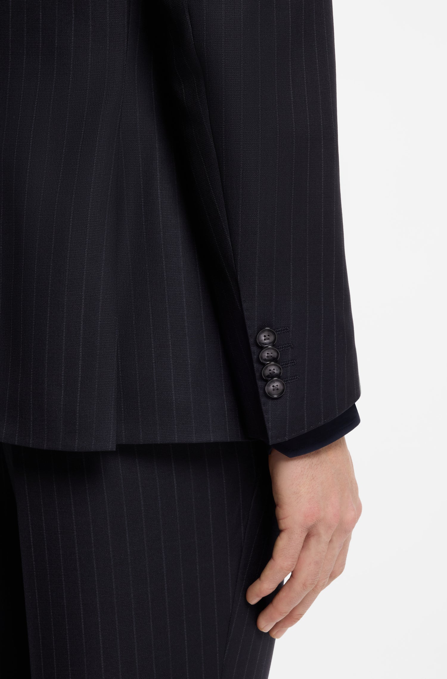 BOSS Slim Fit Suit Pin Stripe Pure Wool
