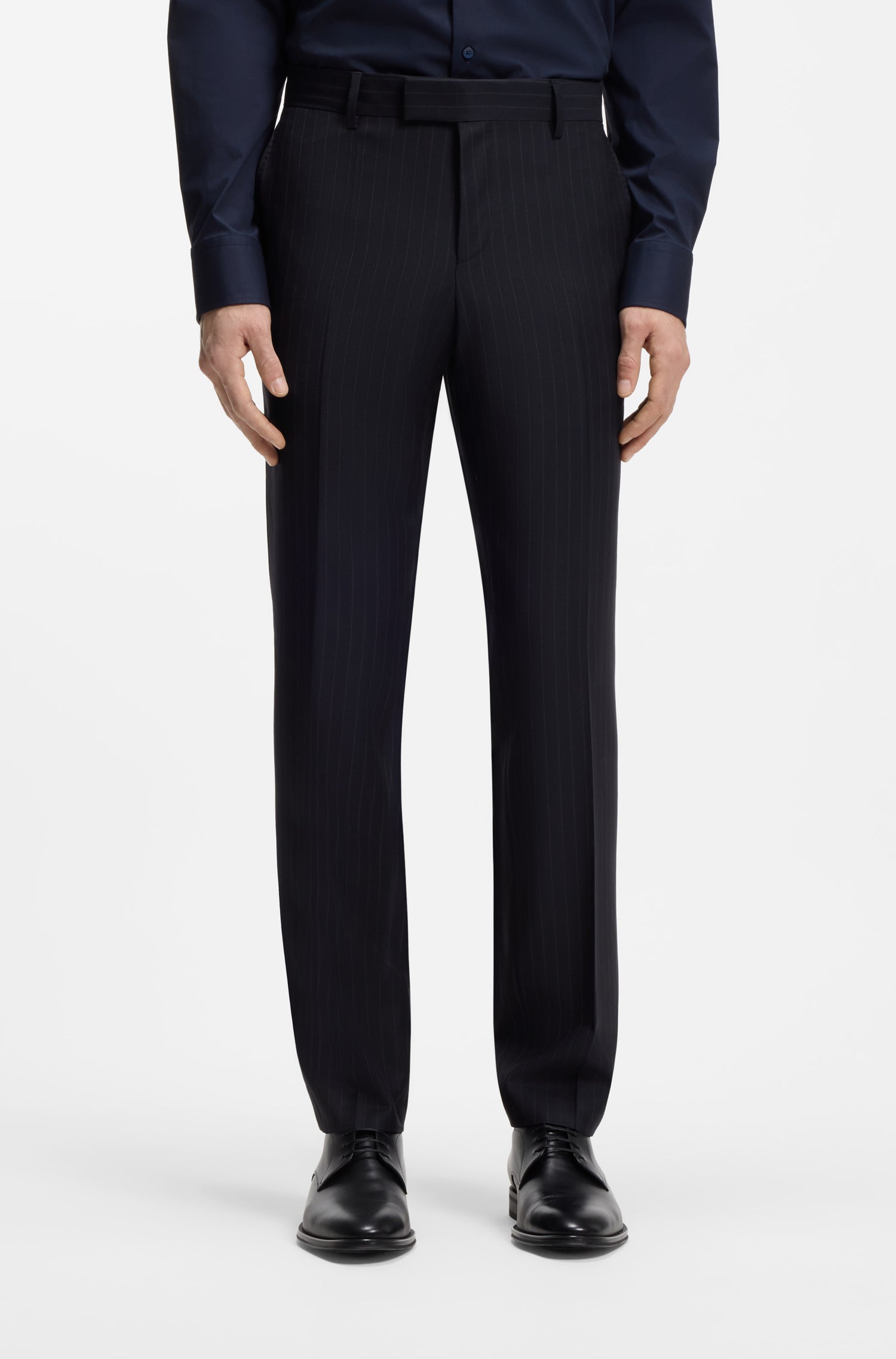 BOSS Slim Fit Suit Pin Stripe Pure Wool