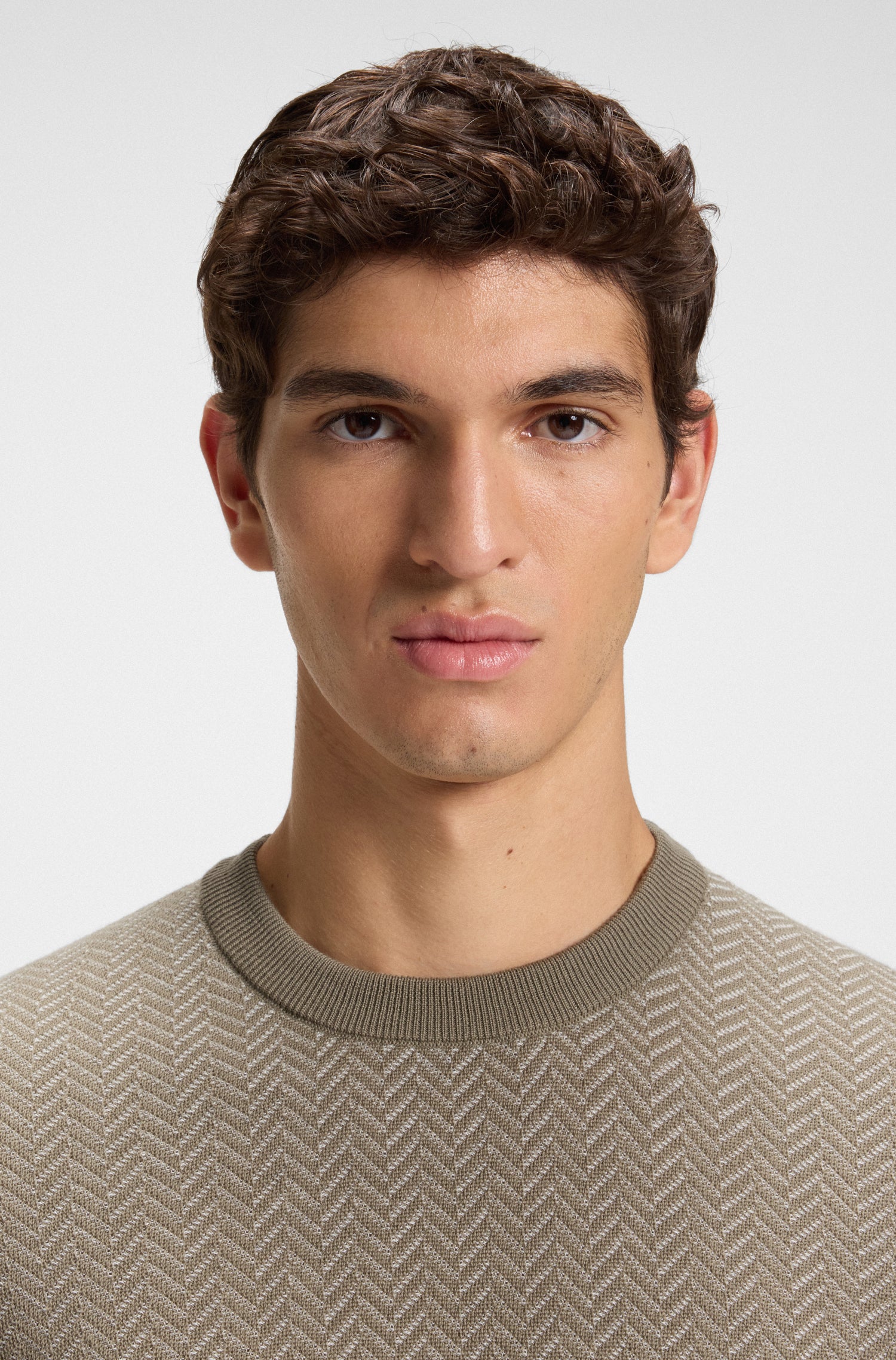 BOSS Herringbone Knit Wool Cotton Blend