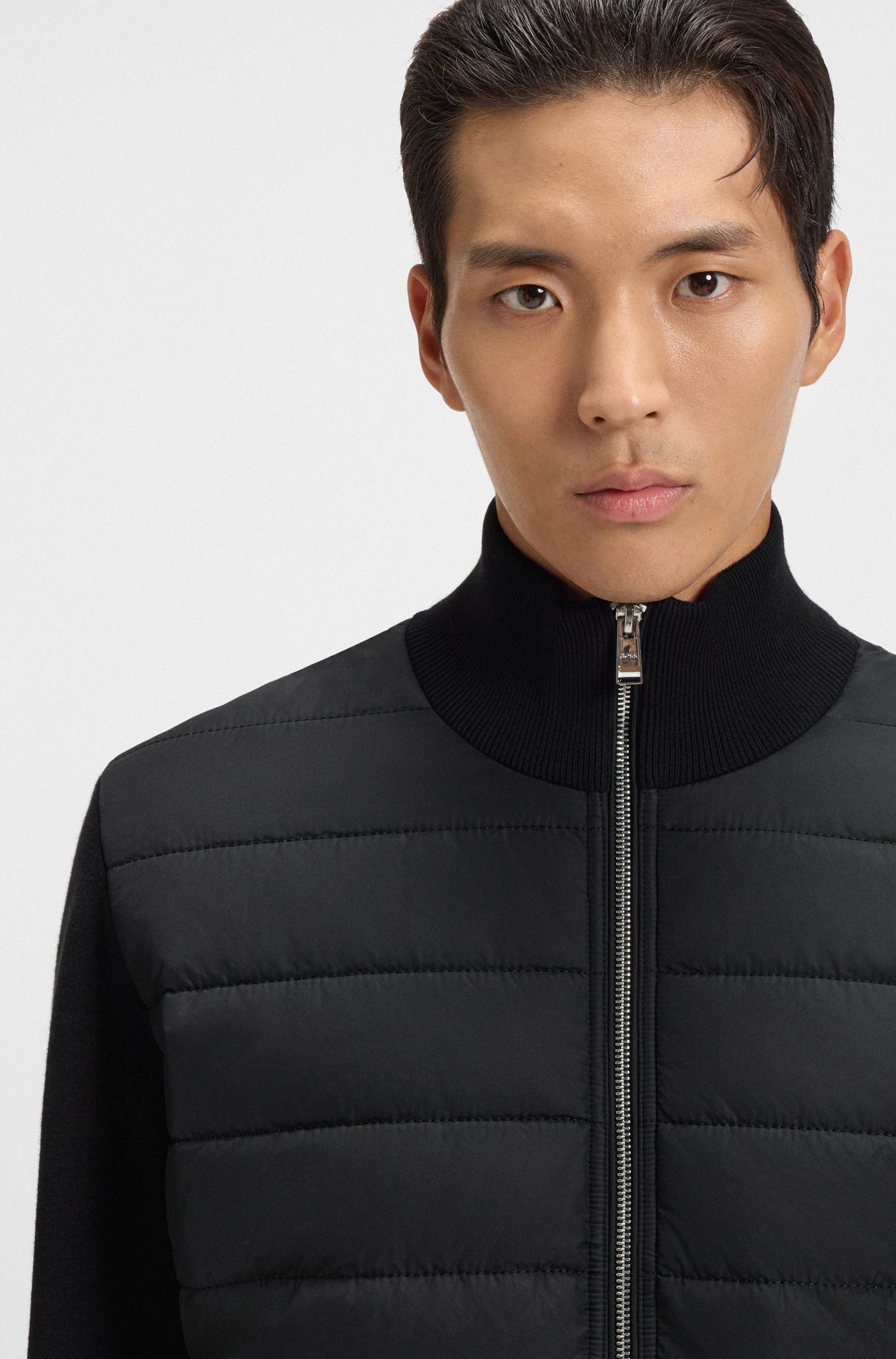 BOSS Knitted Sleeve Jacket Monogram Sleeve Logo