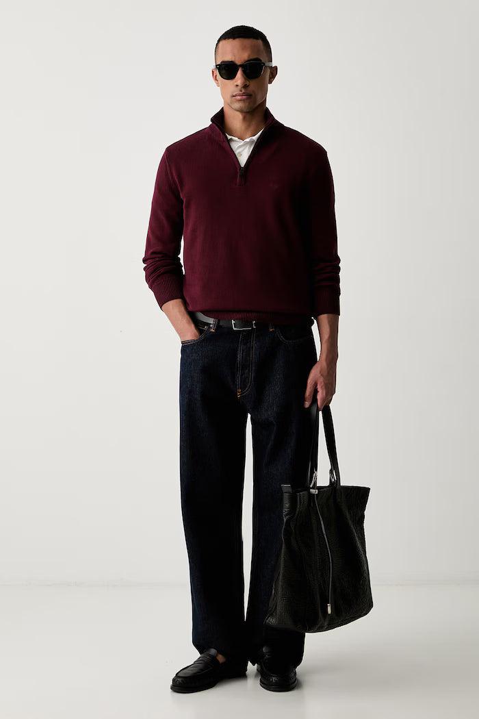 Emporio Armani Quater Zip Cotton Knit