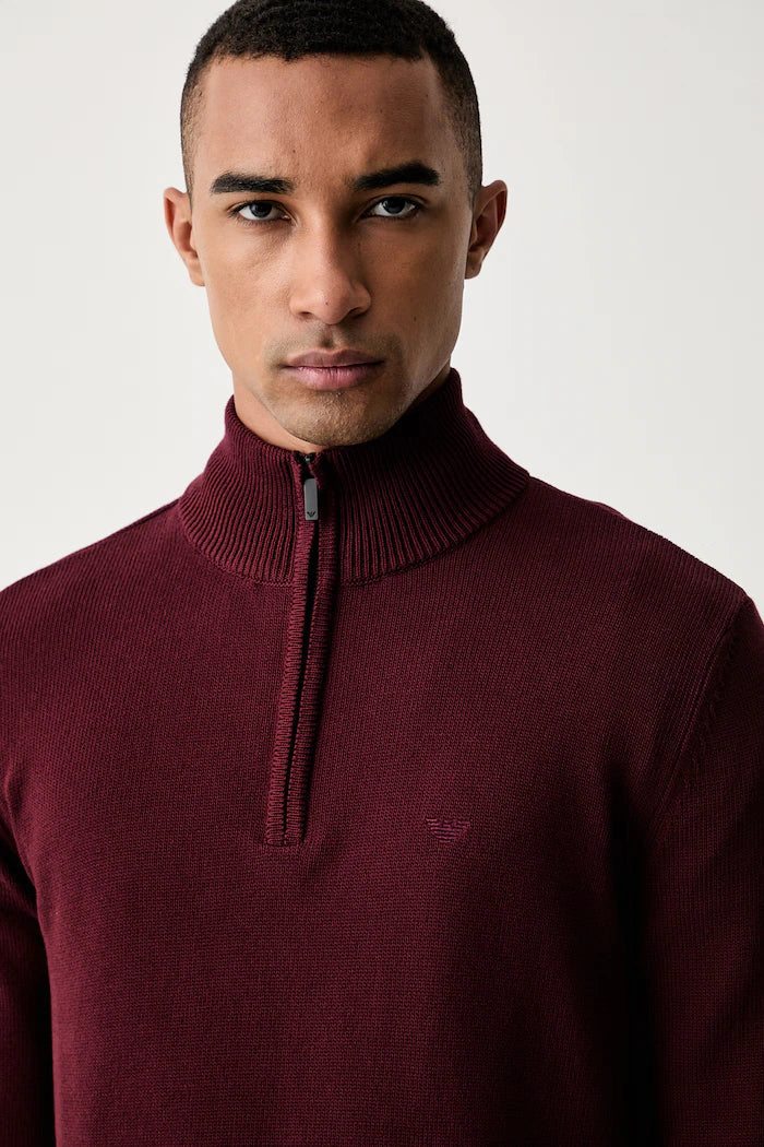 Emporio Armani Quater Zip Cotton Knit
