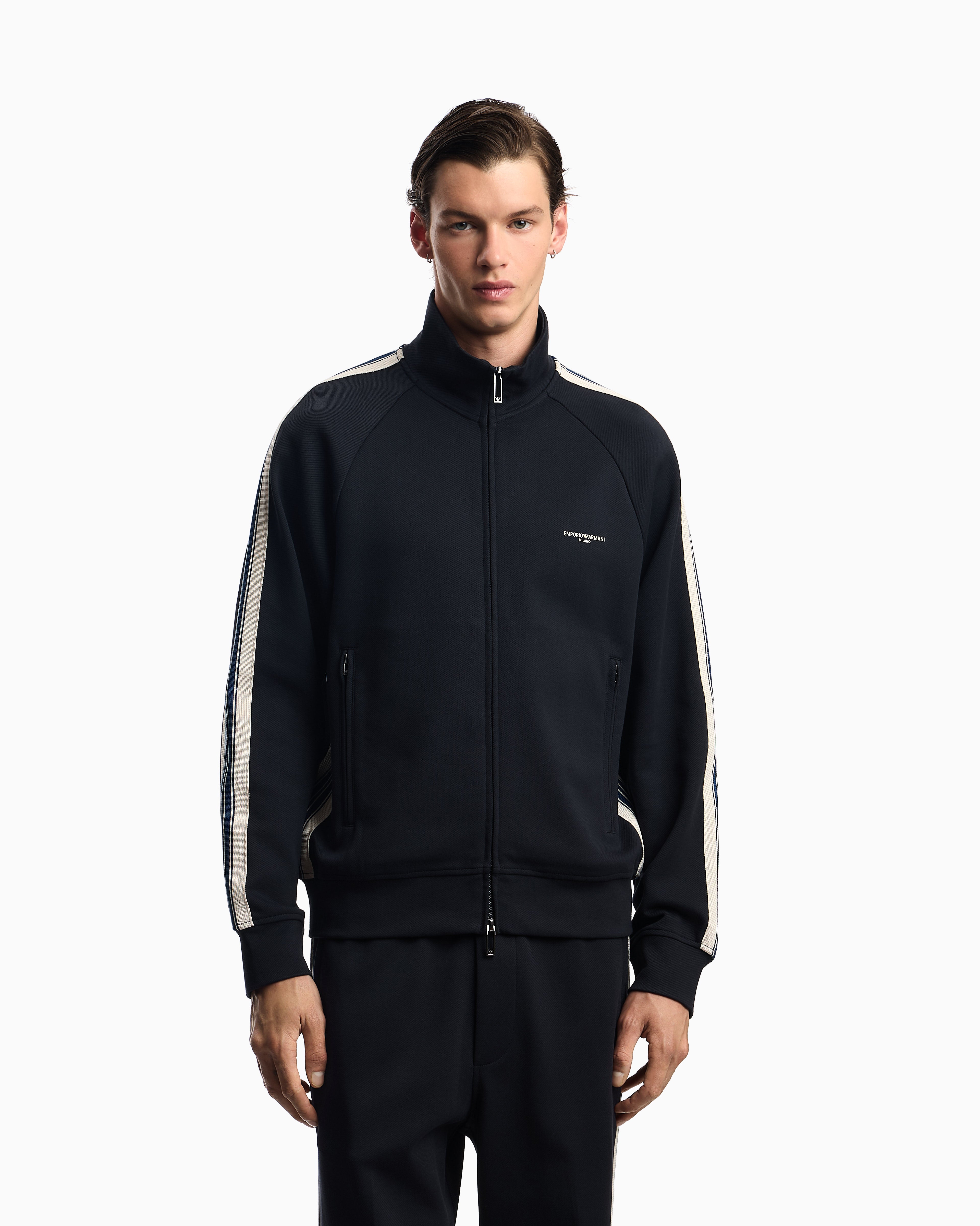Emporio Armani Full Zip Jersey Contrasting Bands
