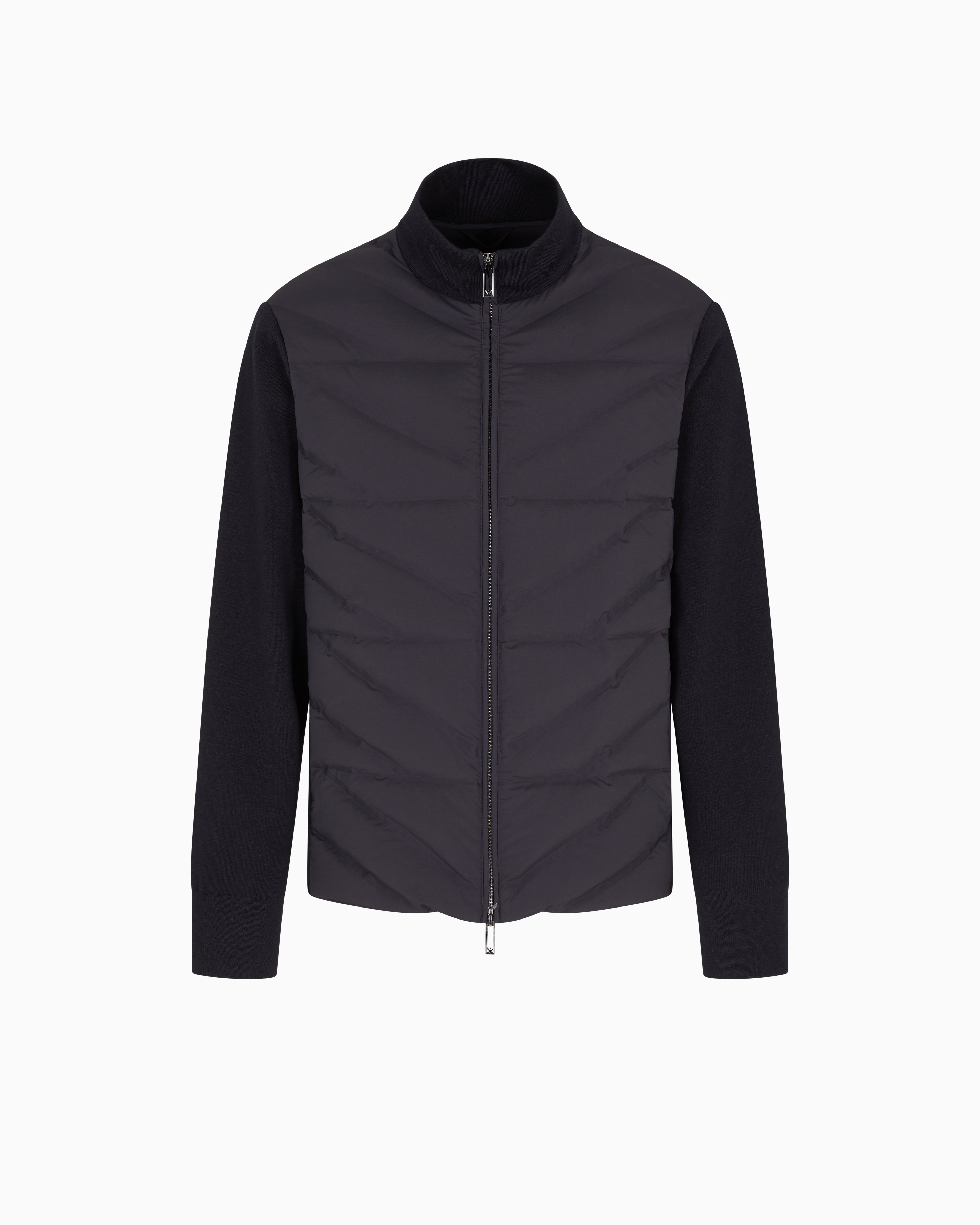Emporio Armani Travel Essentials Jacket Full Zip Down With Knit Sleeves