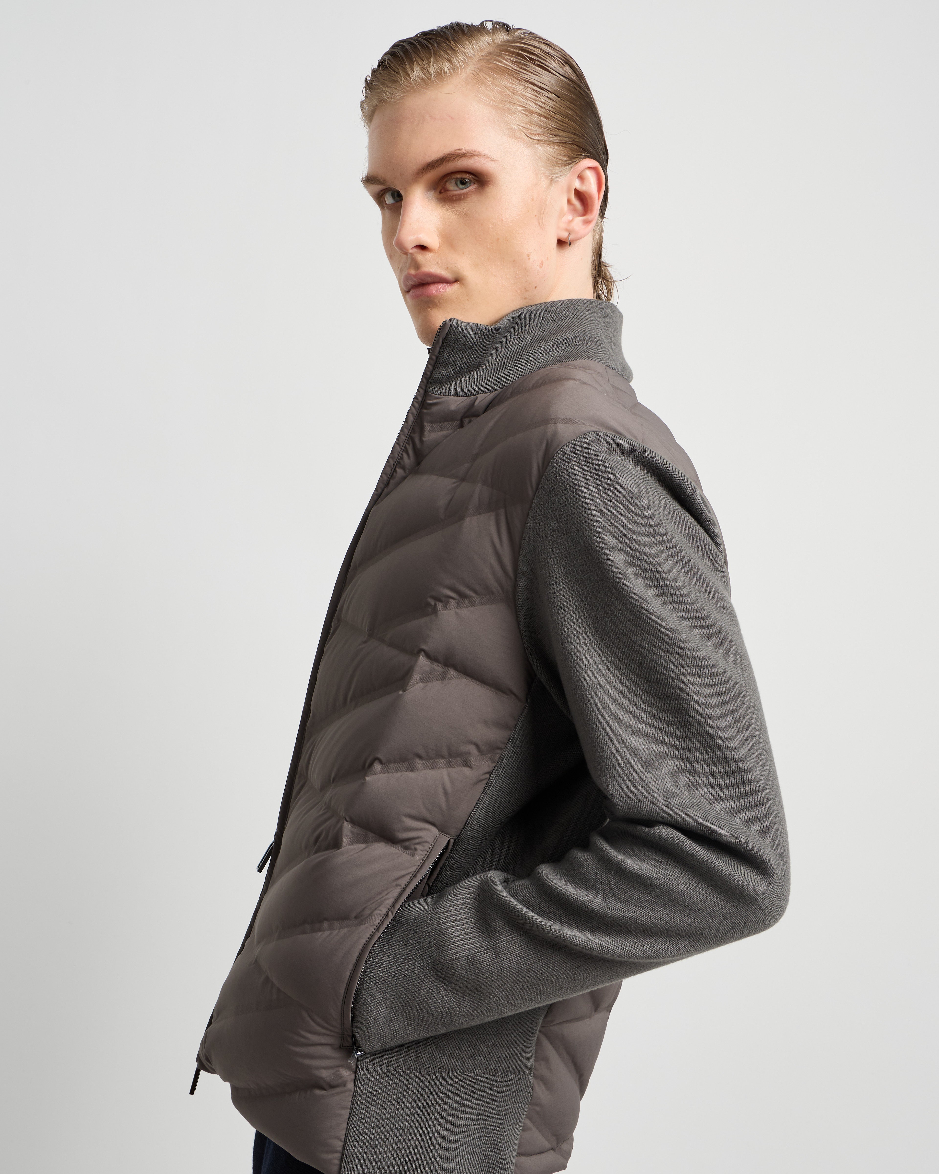 Emporio Armani Travel Essentials Jacket Full Zip Down With Knit Sleeves