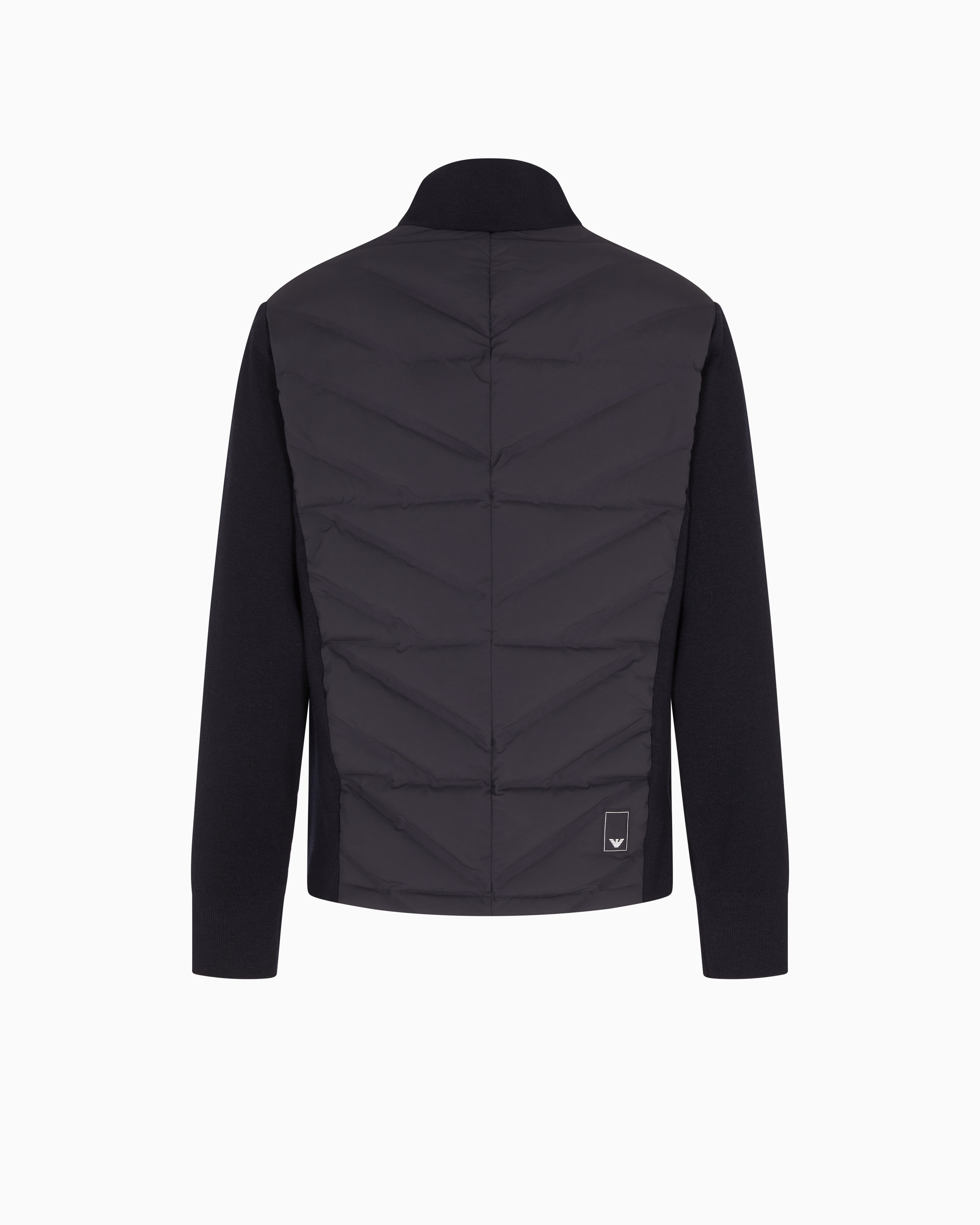 Emporio Armani Travel Essentials Jacket Full Zip Down With Knit Sleeves