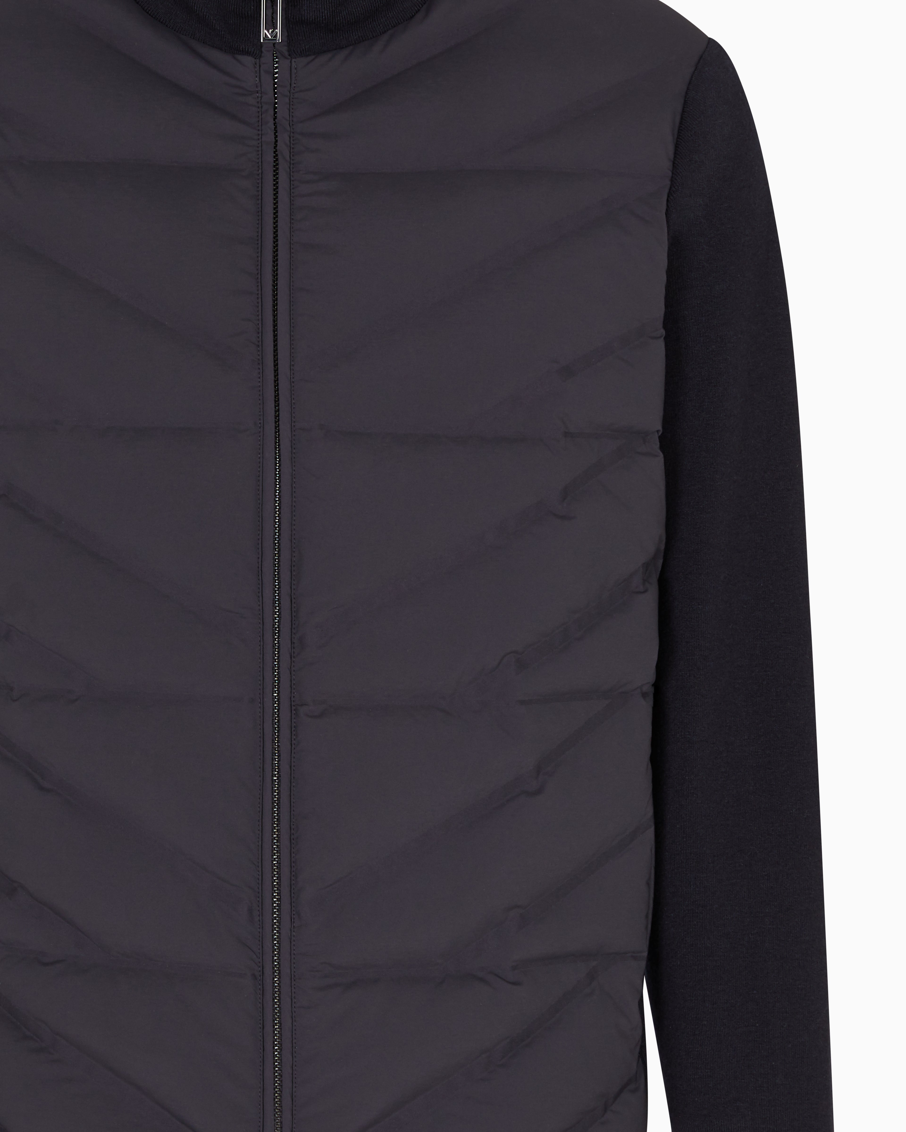Emporio Armani Travel Essentials Jacket Full Zip Down With Knit Sleeves